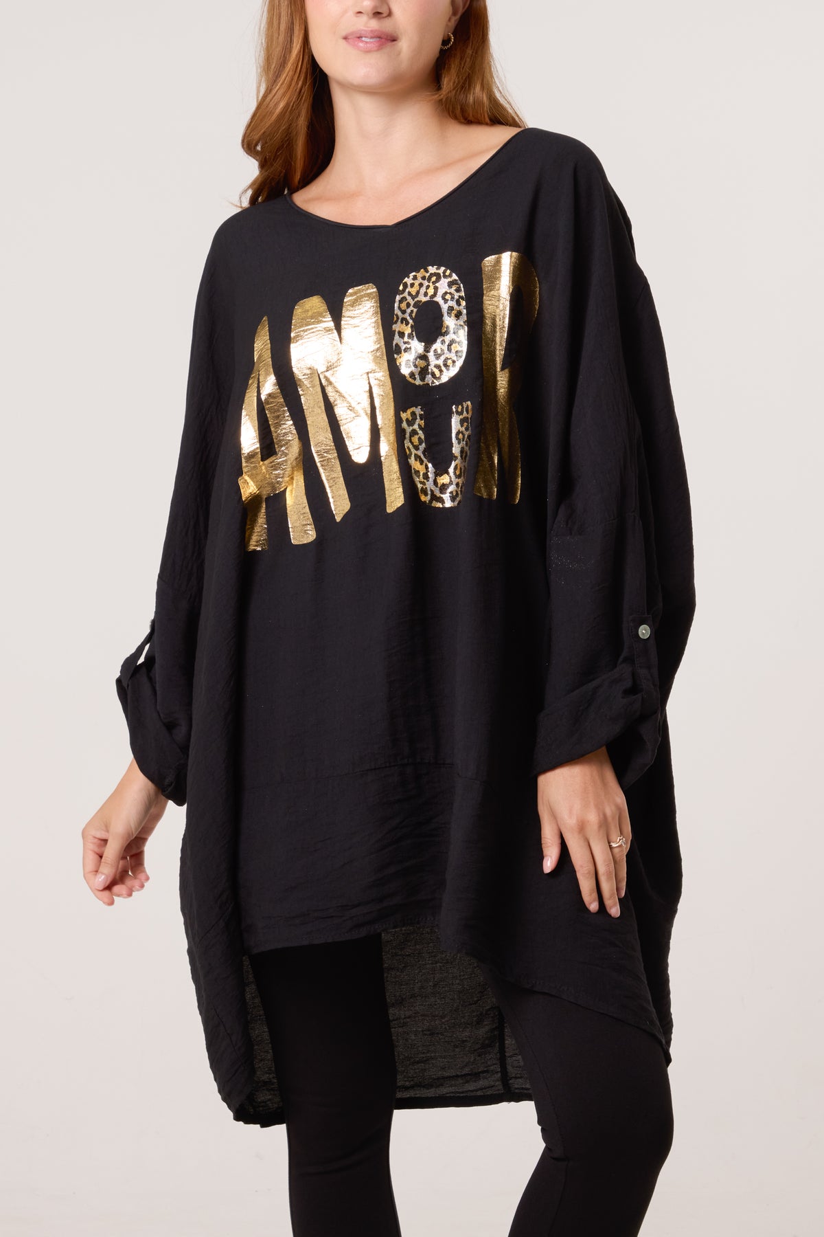 Foil 'Amour' V-Neck Long Sleeve Top