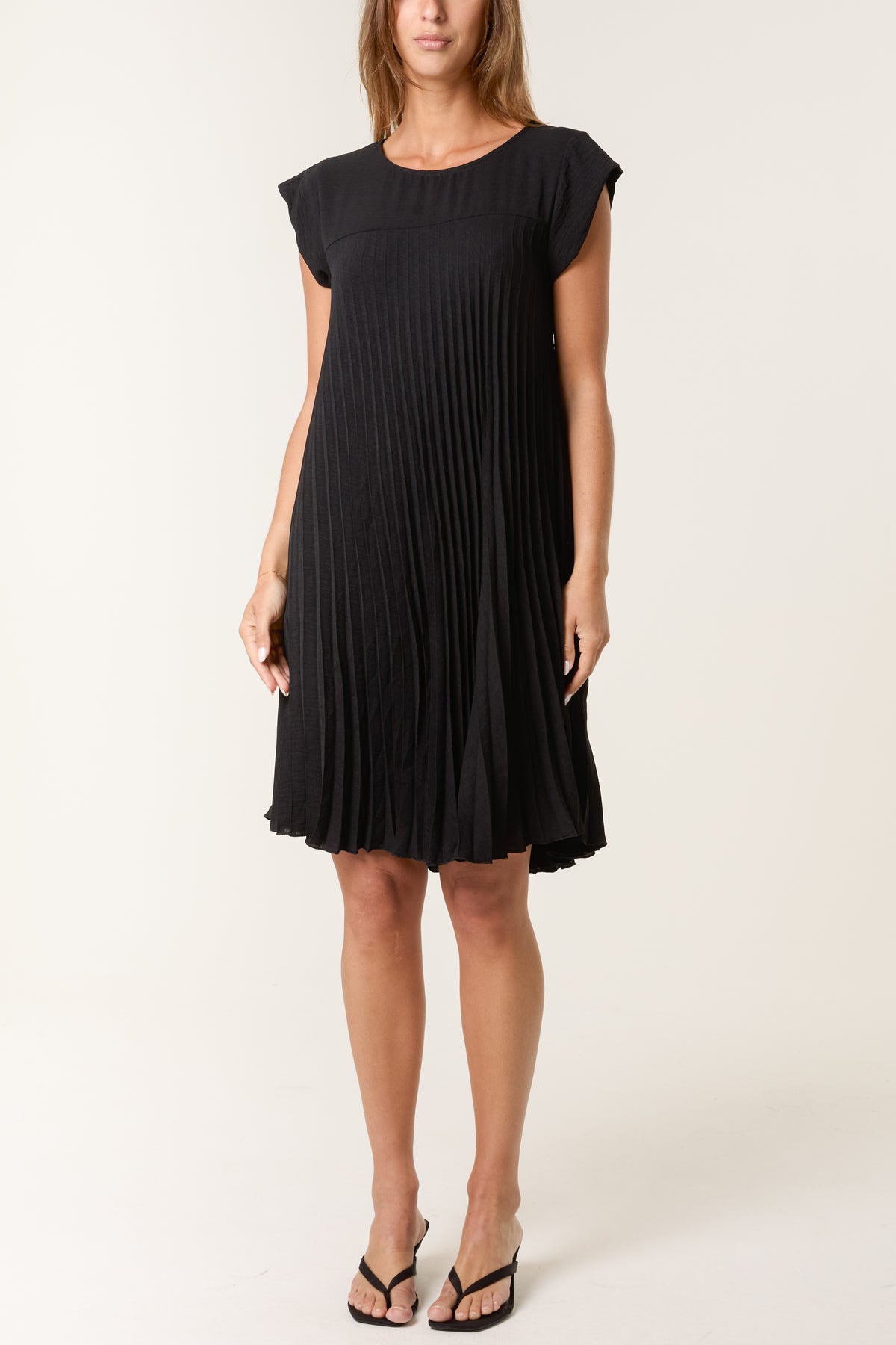 Cap Sleeve Pleated Mini Dress