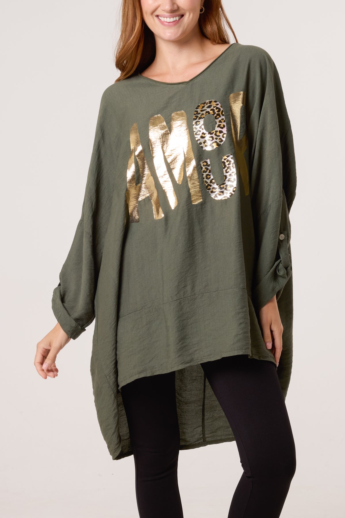 Foil 'Amour' V-Neck Long Sleeve Top