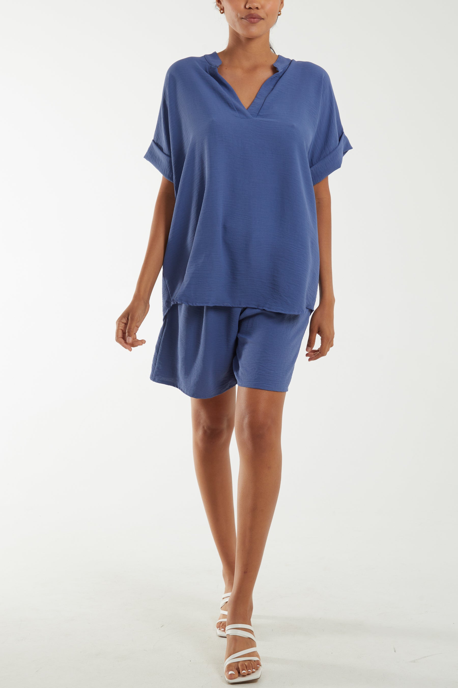 V-Neck Top and Shorts Co-Ord Set