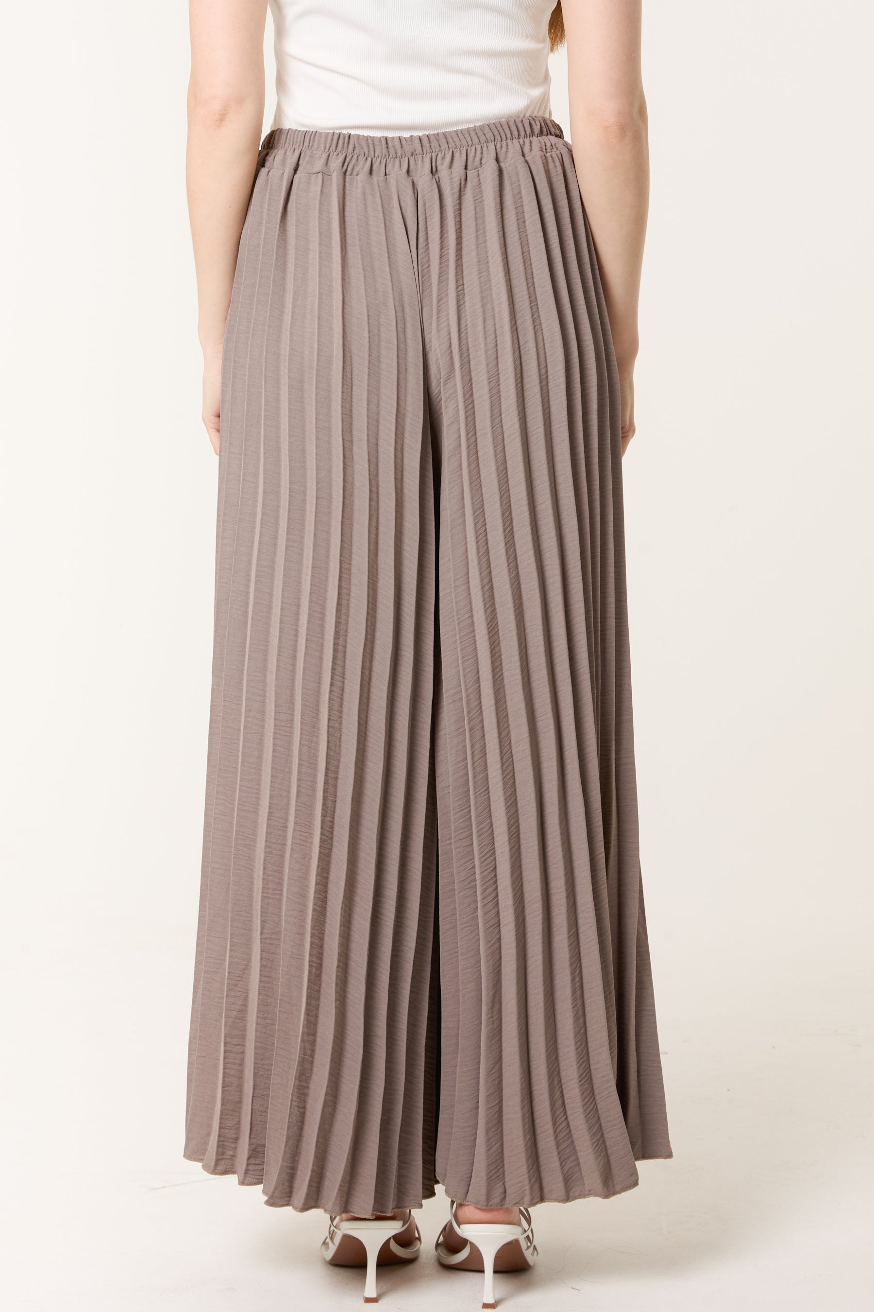 Wide Leg Plisse Trousers