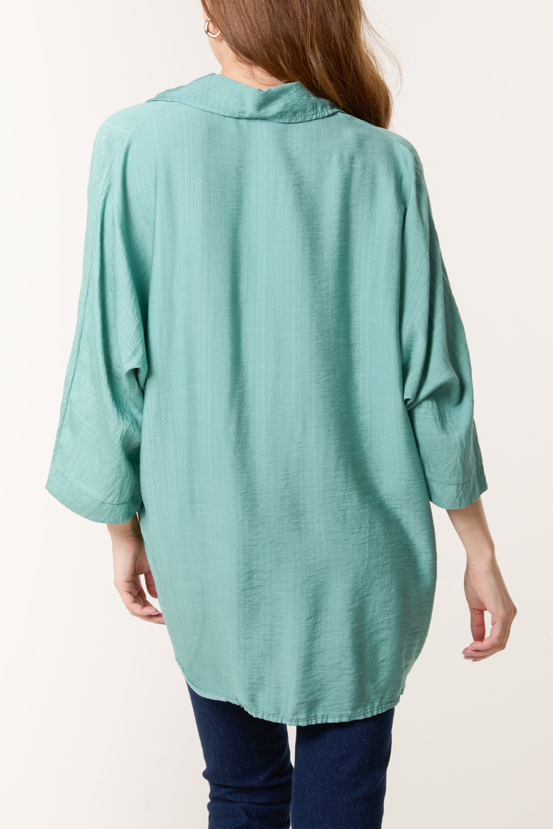Lapel Collar Pleated Front Blouse