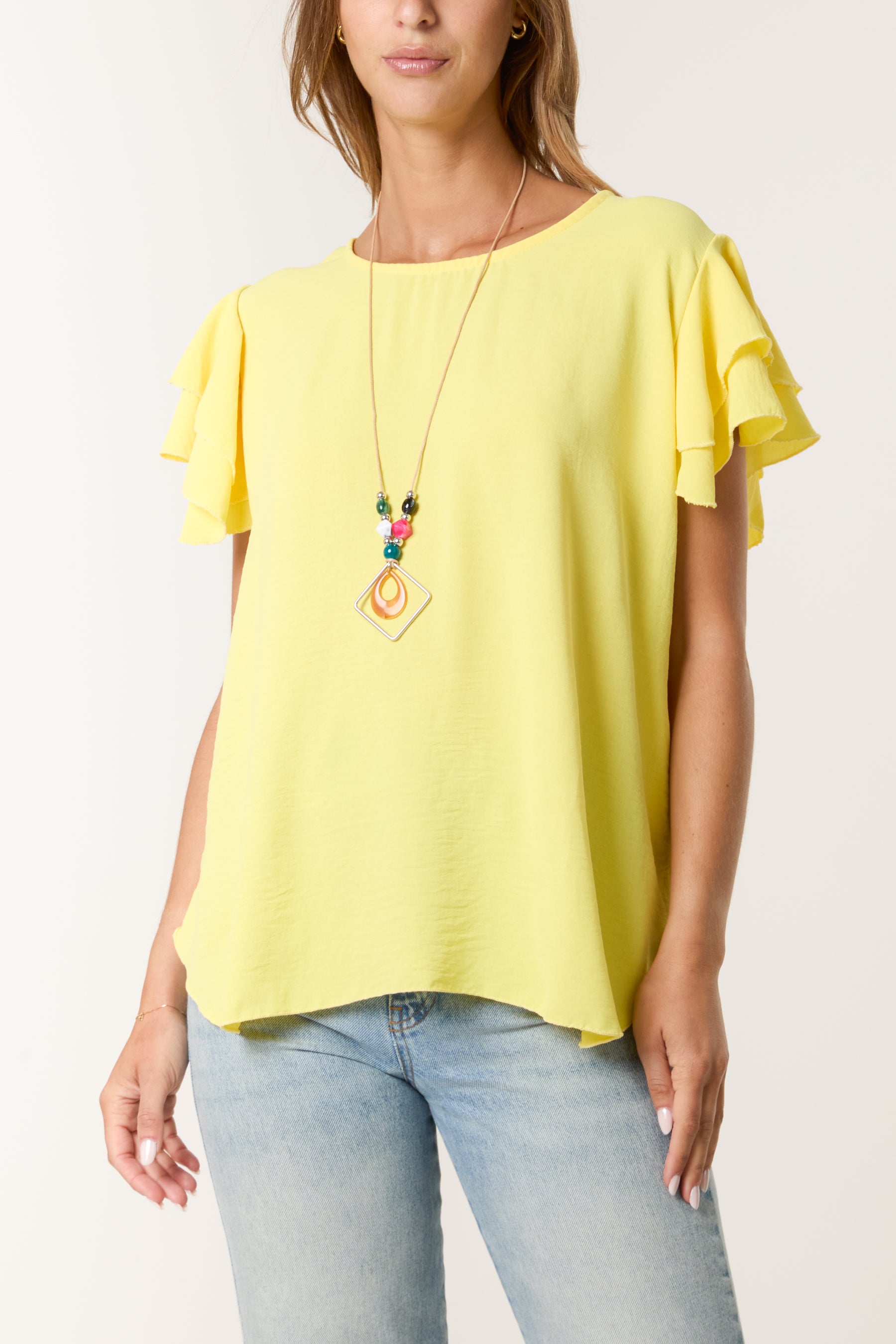 Flutter Sleeve Necklace Top