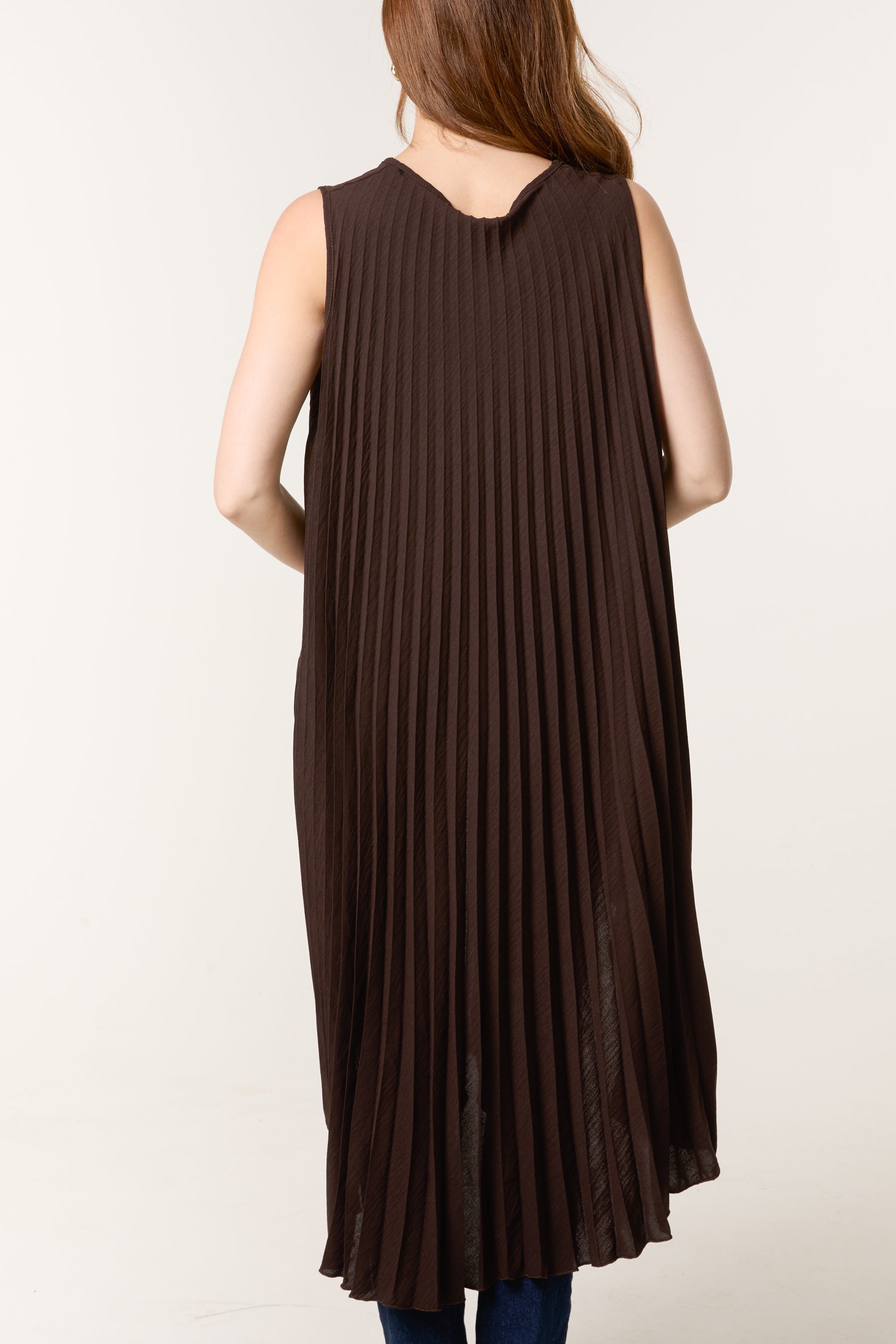 Sleeveless High Low Plisse Top