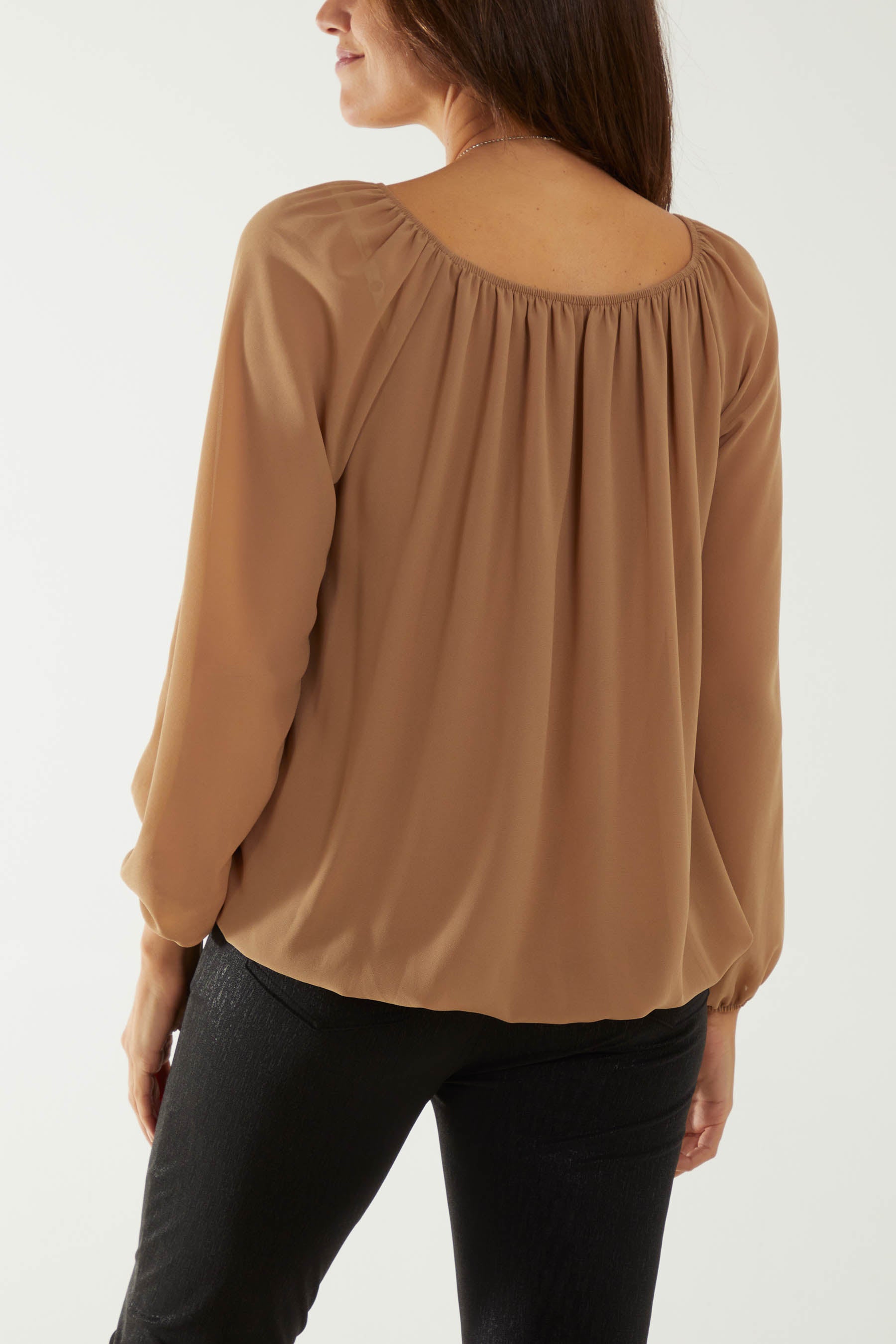 Off The Shoulder Puffball Necklace Top