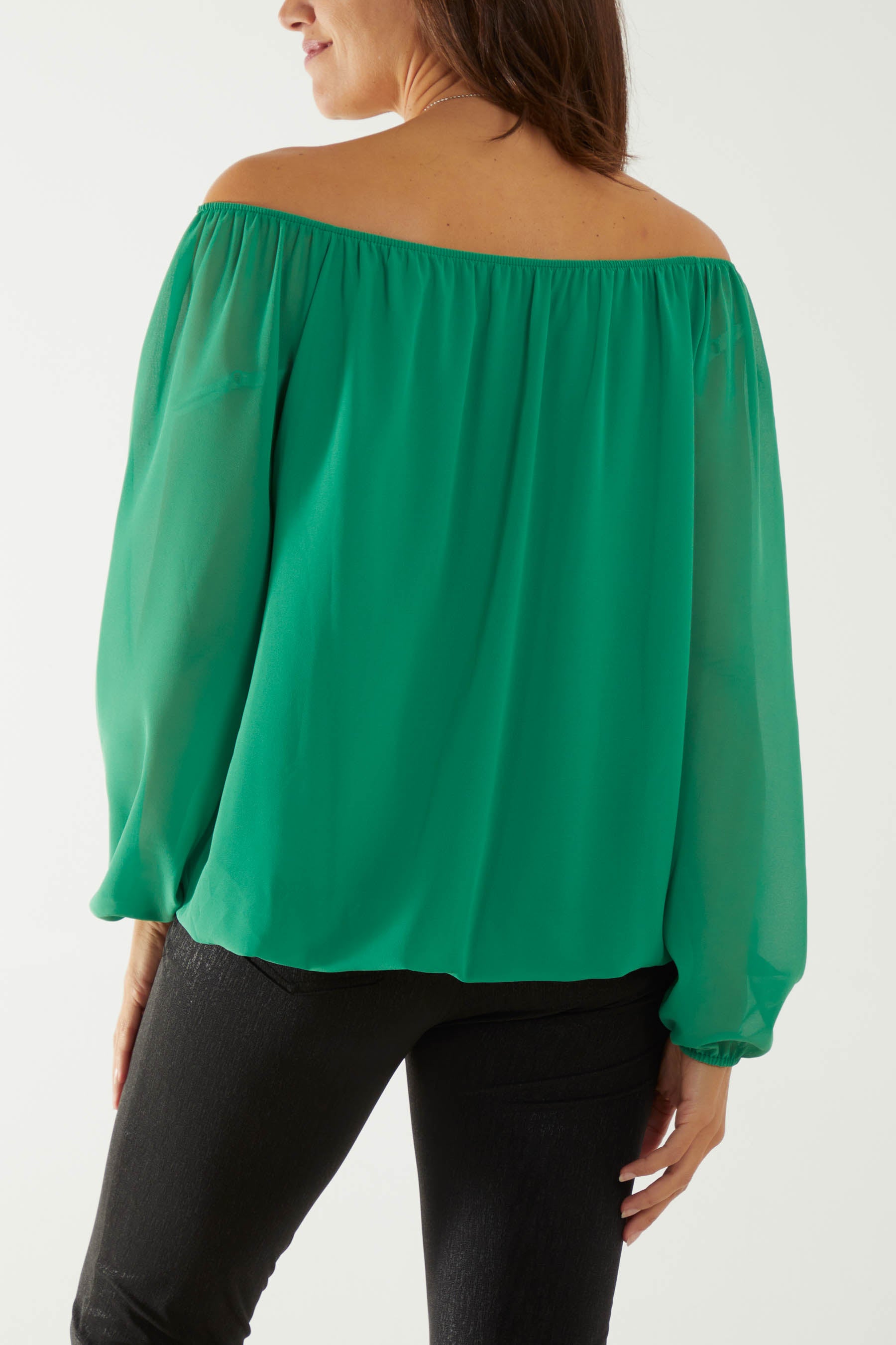 Off The Shoulder Puffball Necklace Top