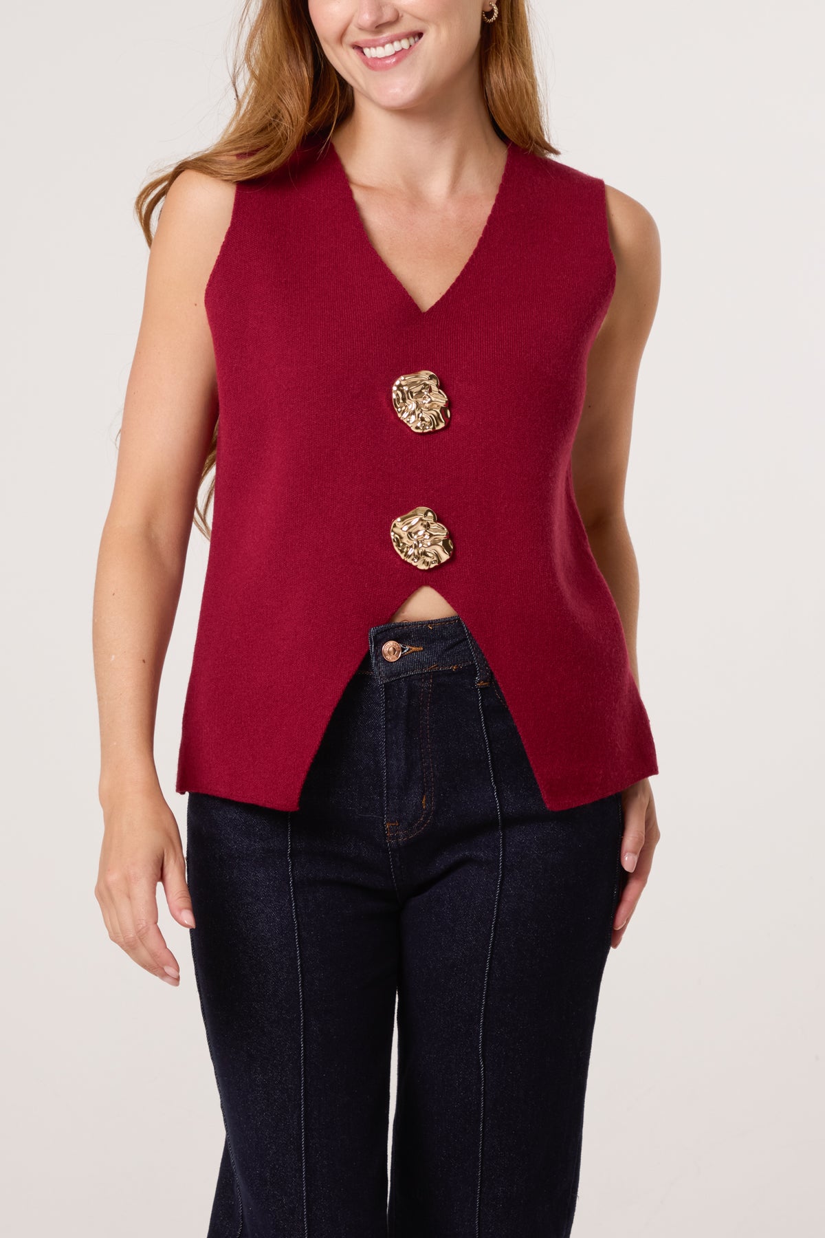Gold Brooch V-Shape Vest