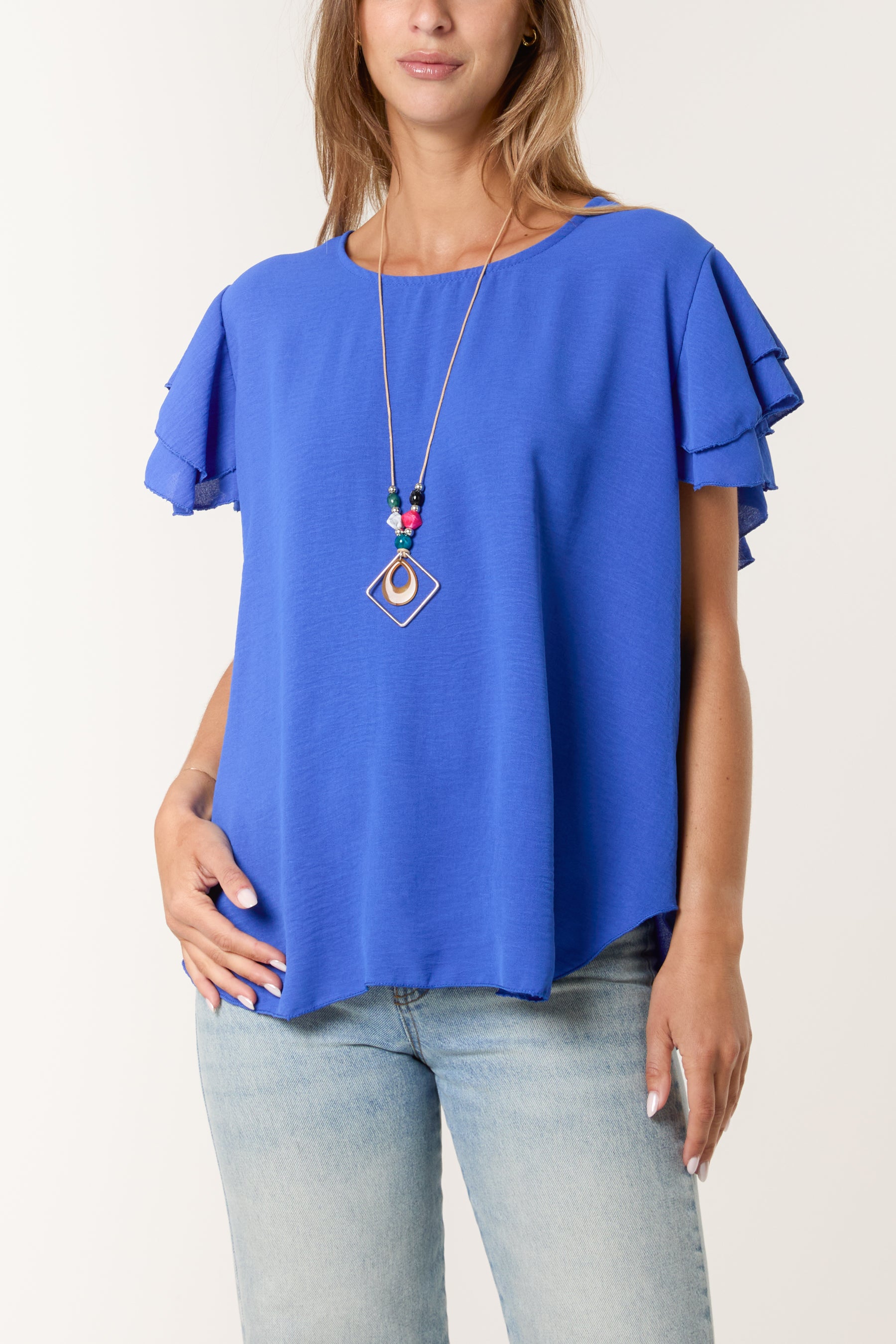 Flutter Sleeve Necklace Top