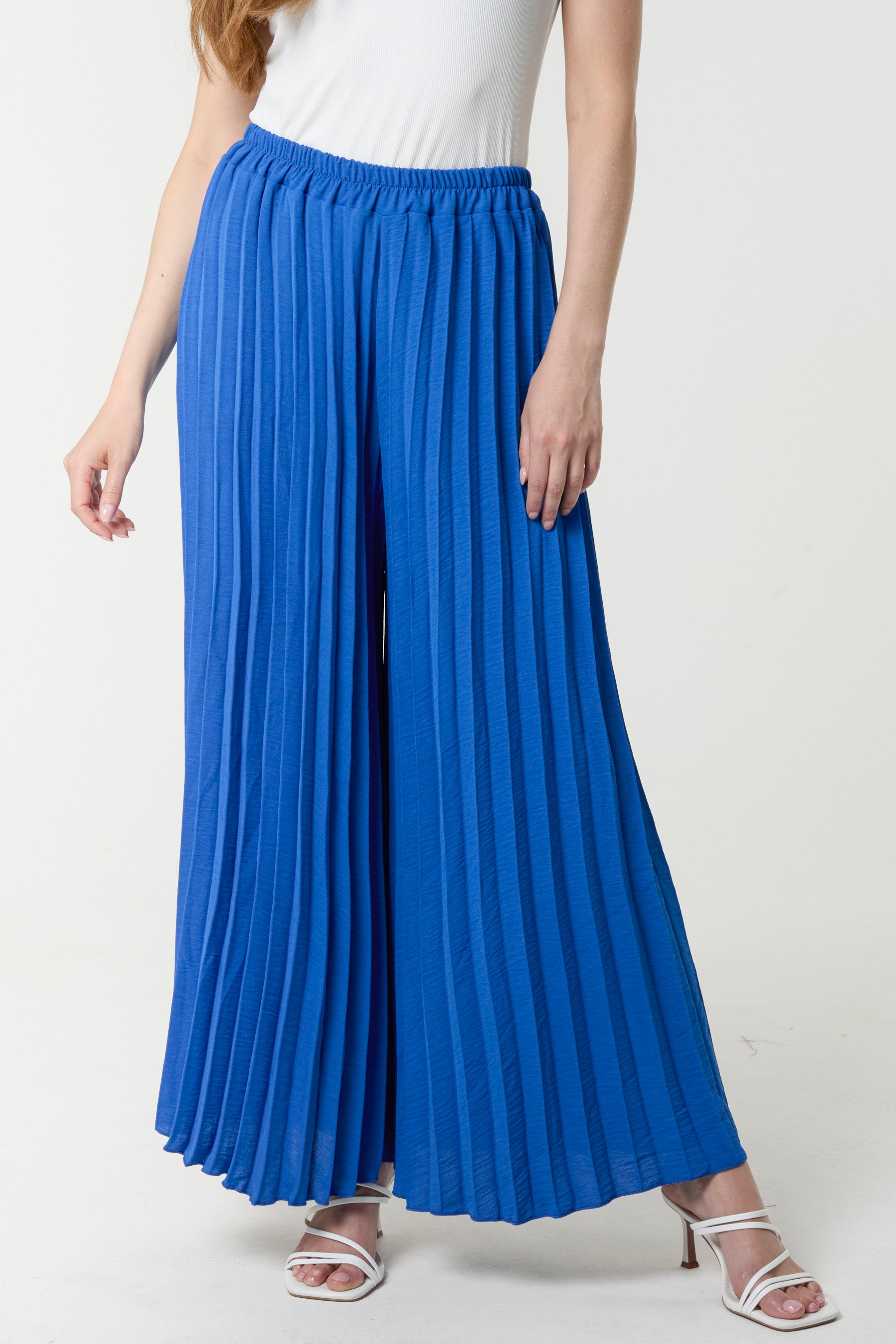Wide Leg Plisse Trousers