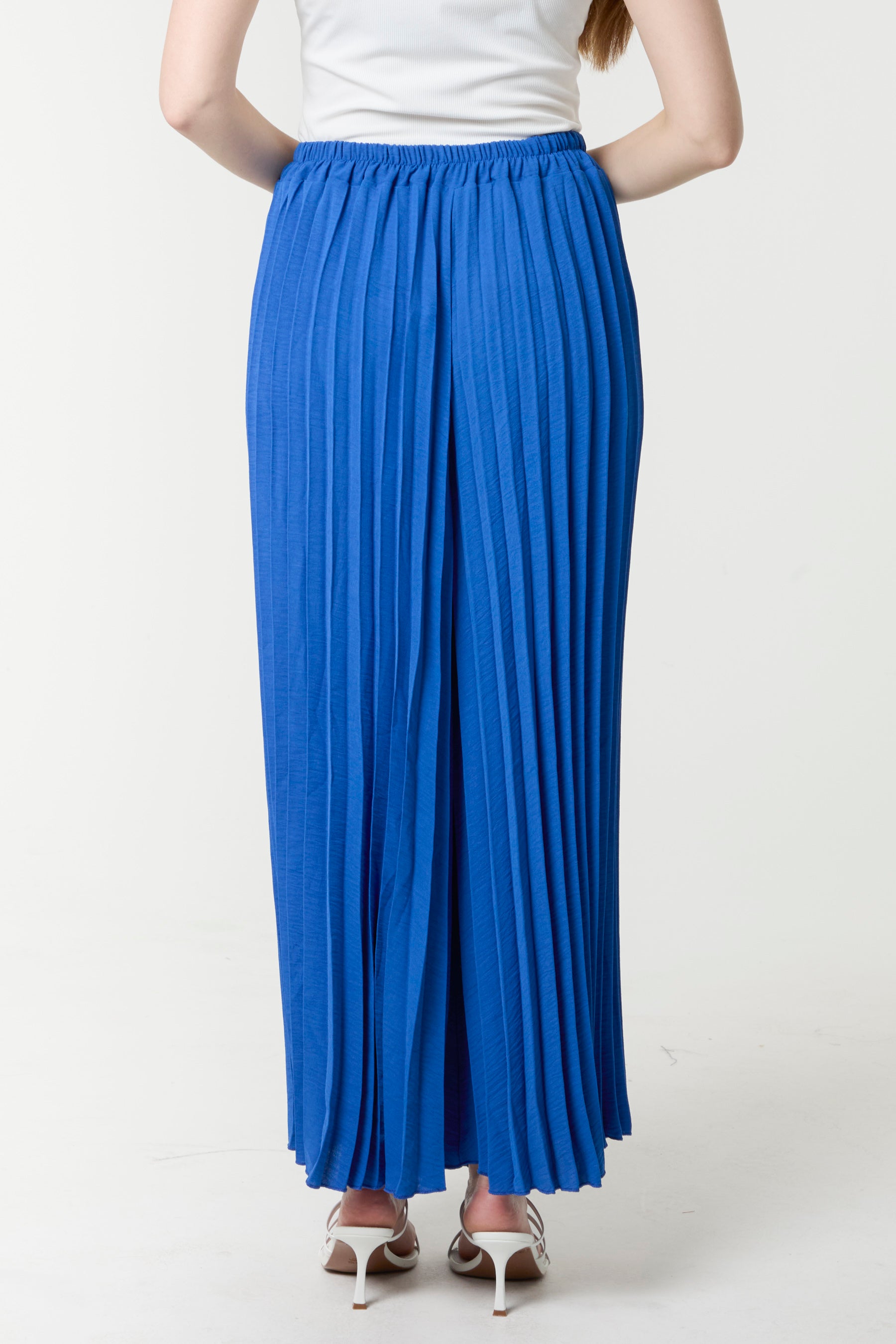 Wide Leg Plisse Trousers