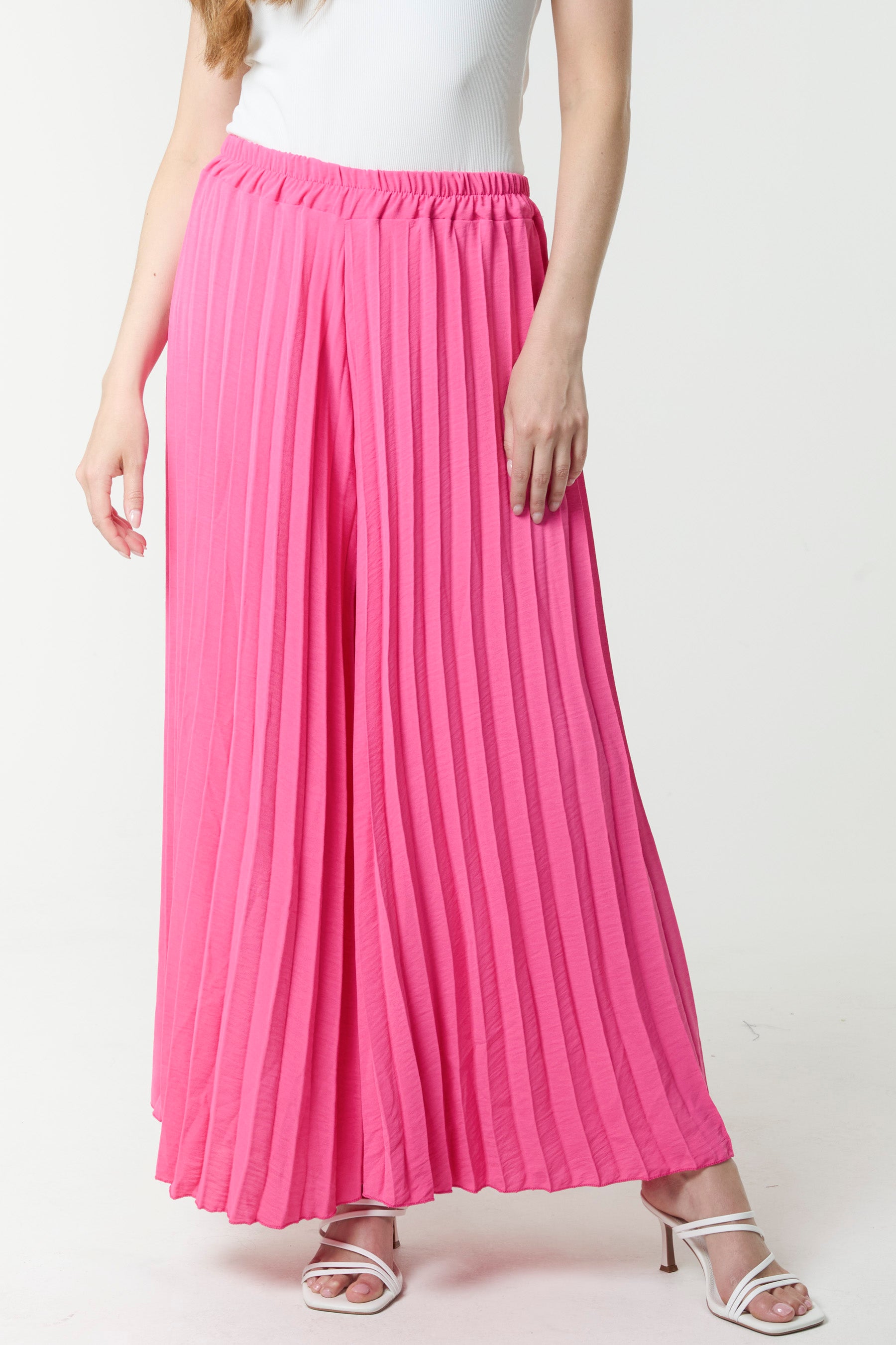 Wide Leg Plisse Trousers