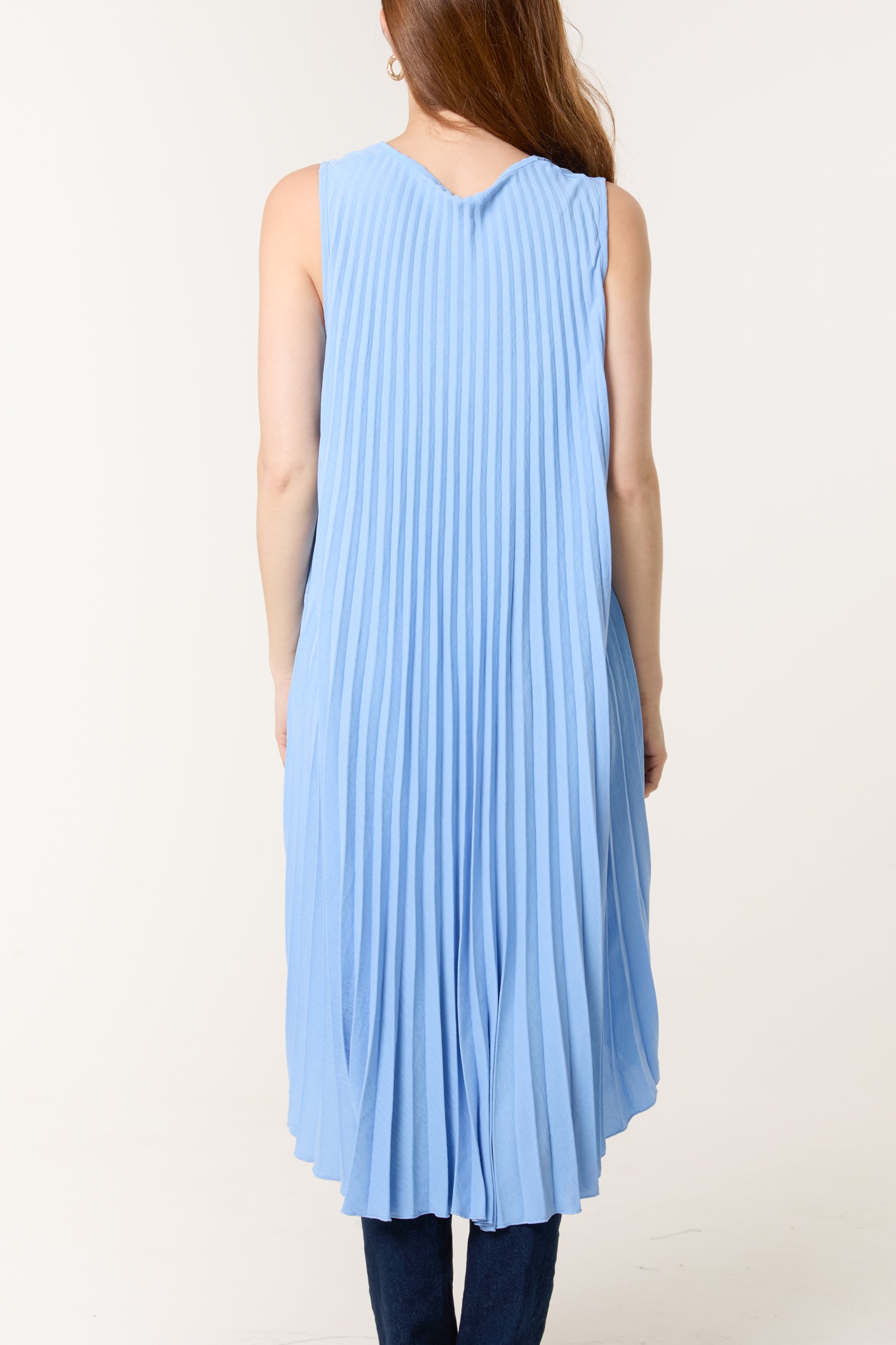 Sleeveless High Low Plisse Top