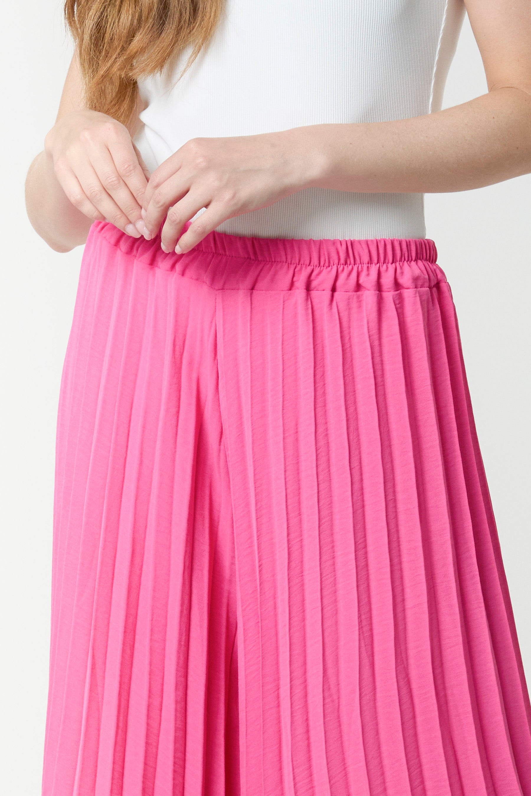 Wide Leg Plisse Trousers