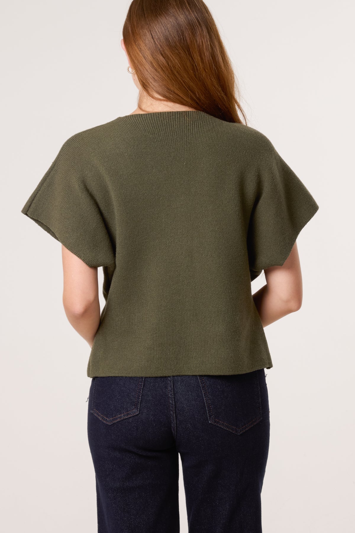 Gold Button V-Neck Knit Cardigan