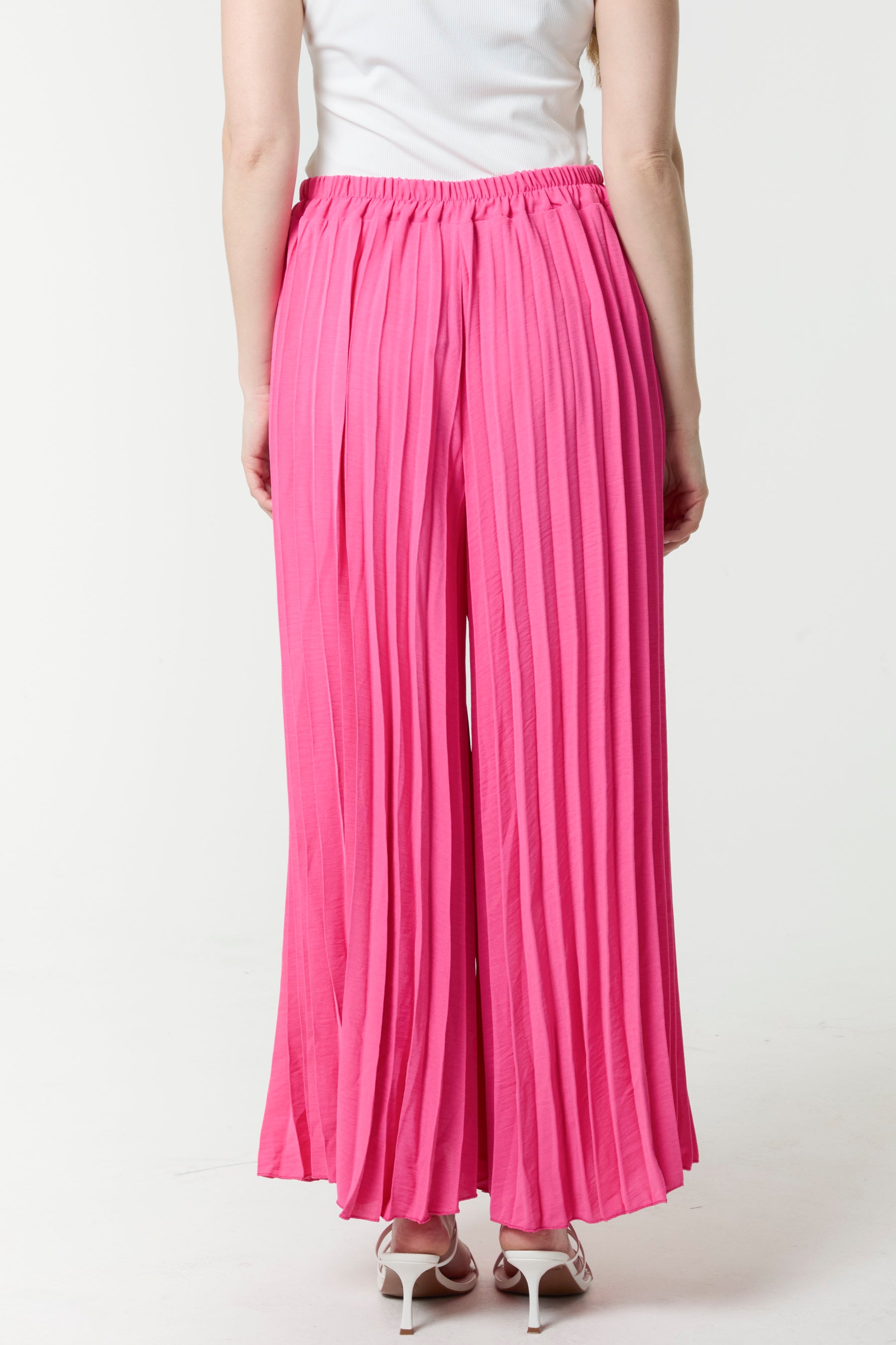 Wide Leg Plisse Trousers