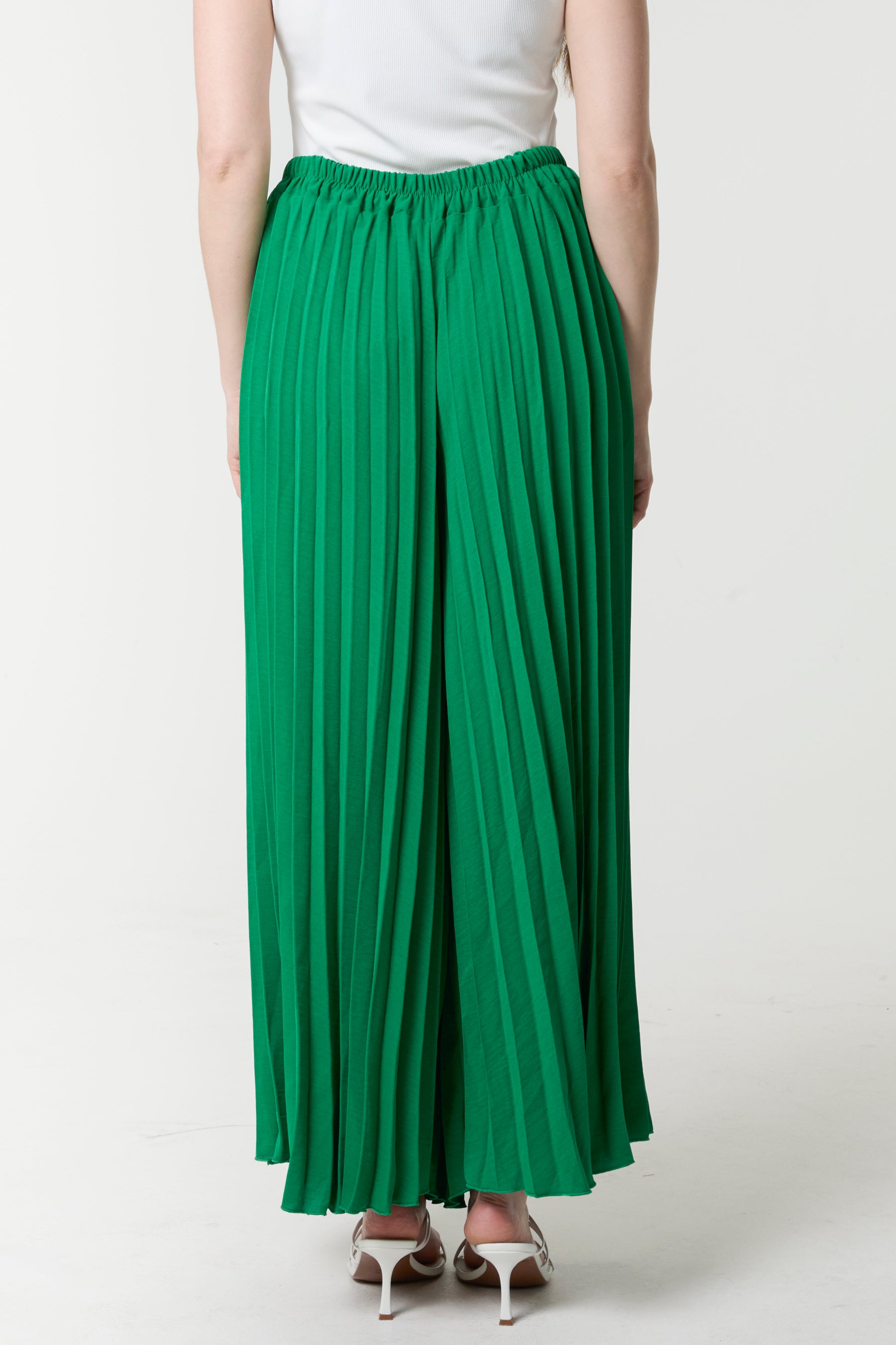 Wide Leg Plisse Trousers