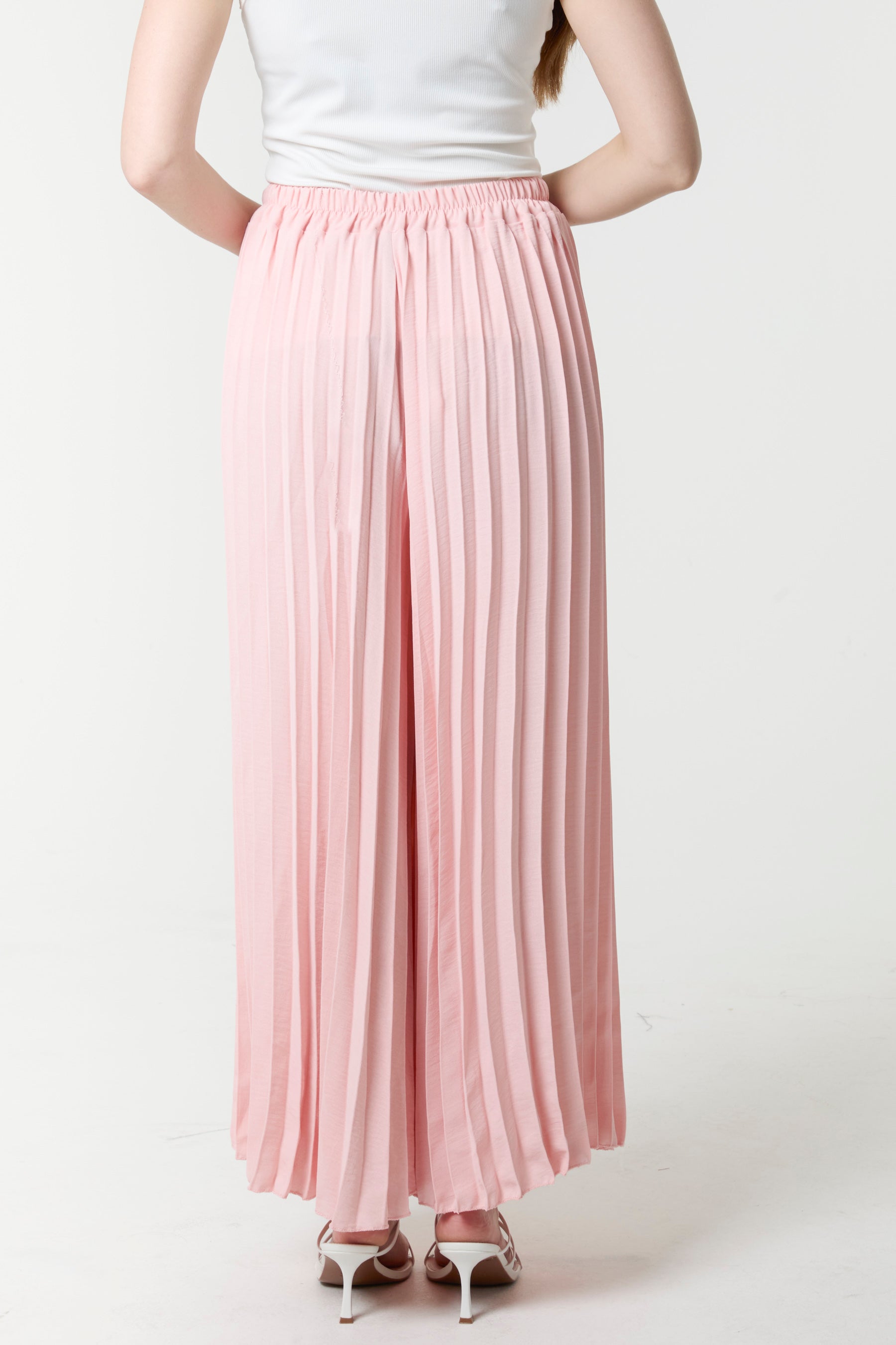 Wide Leg Plisse Trousers