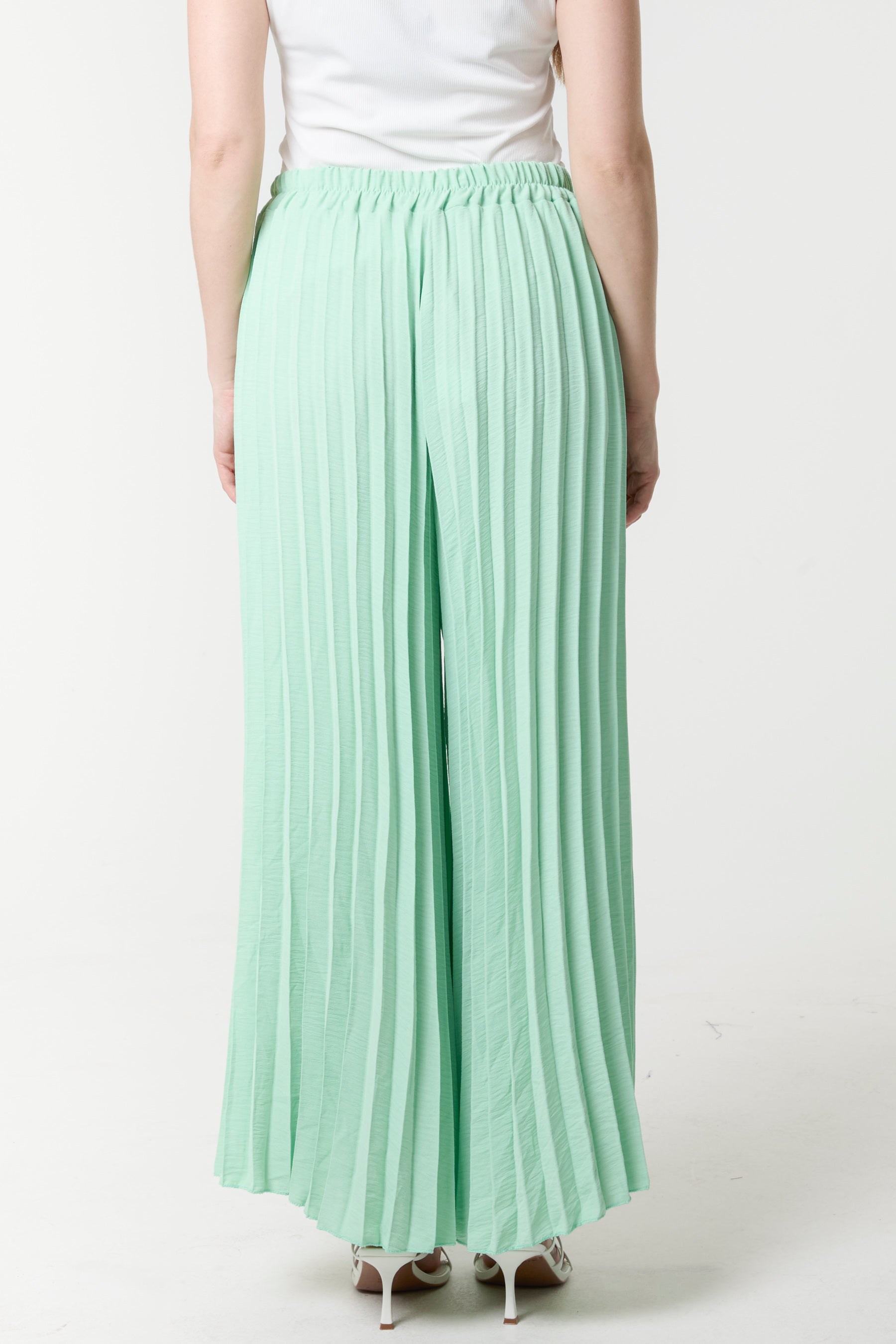 Wide Leg Plisse Trousers