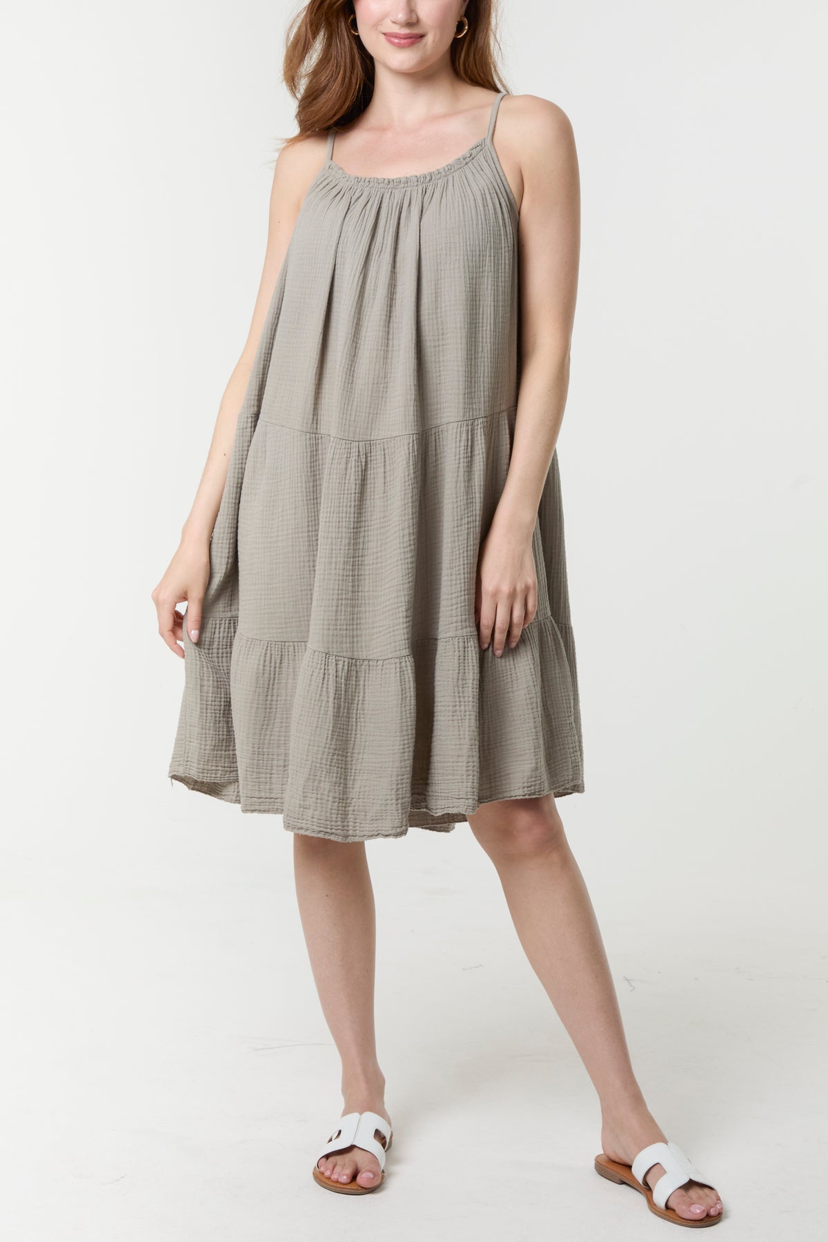 Cheesecloth Cami Tiered Mini Dress