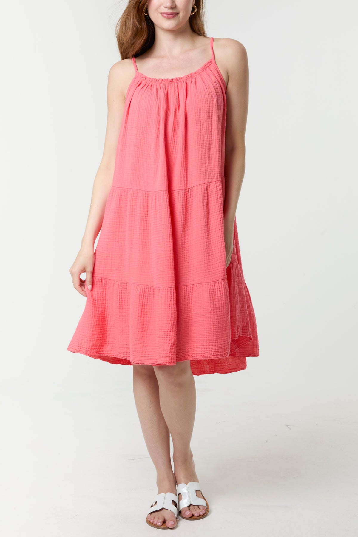 Cheesecloth Cami Tiered Mini Dress