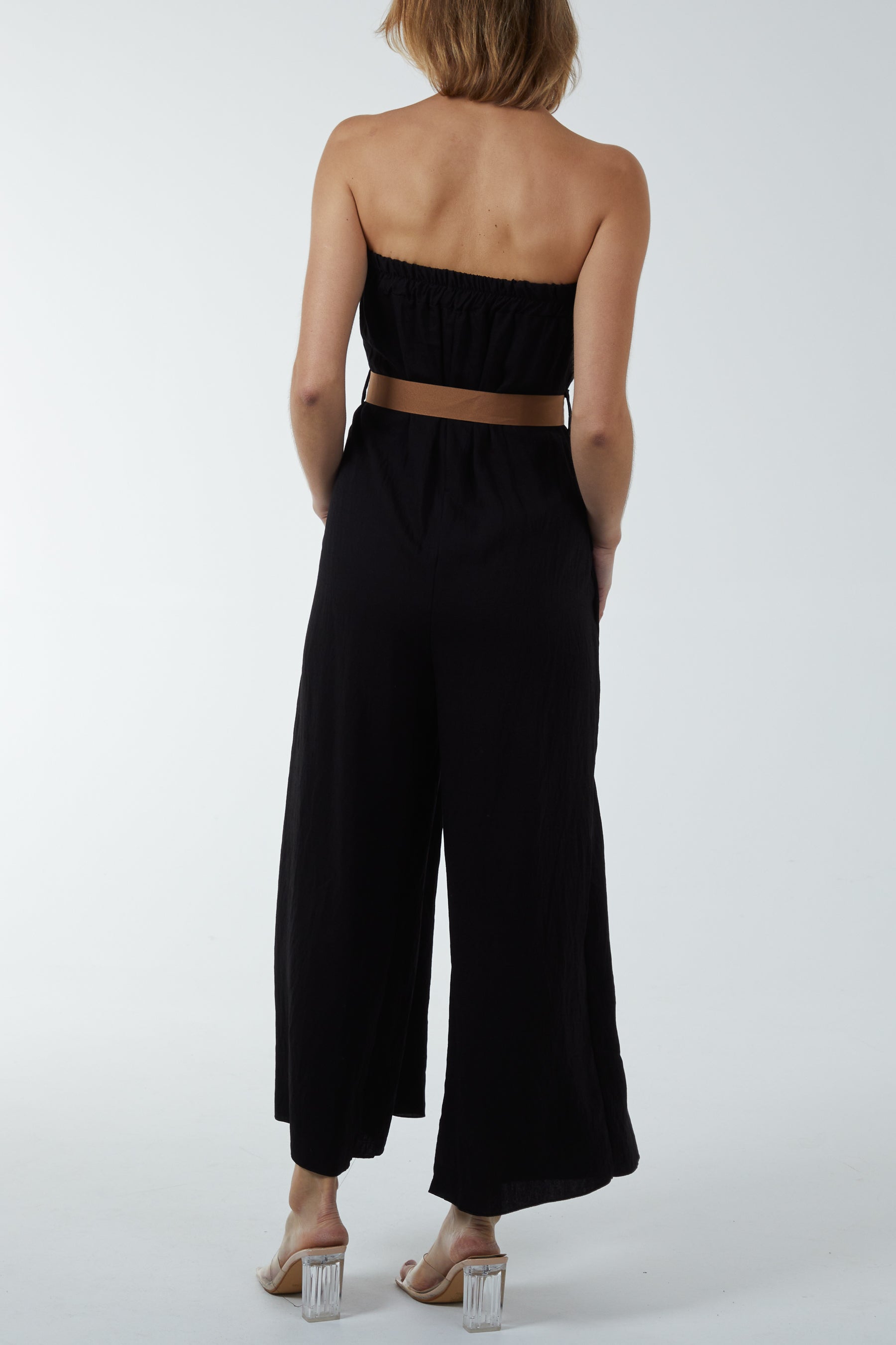 Strapless Bandeau Belted Jumpsuit