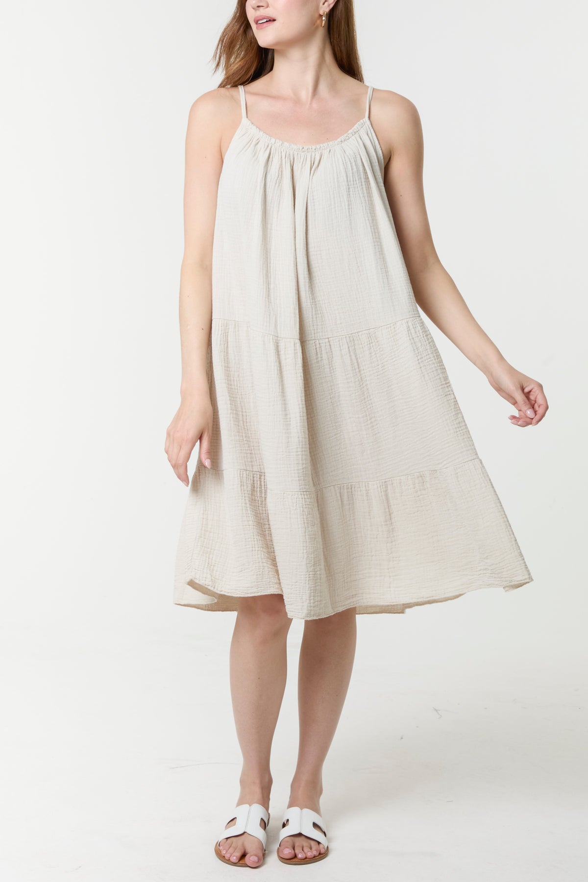 Cheesecloth Cami Tiered Mini Dress