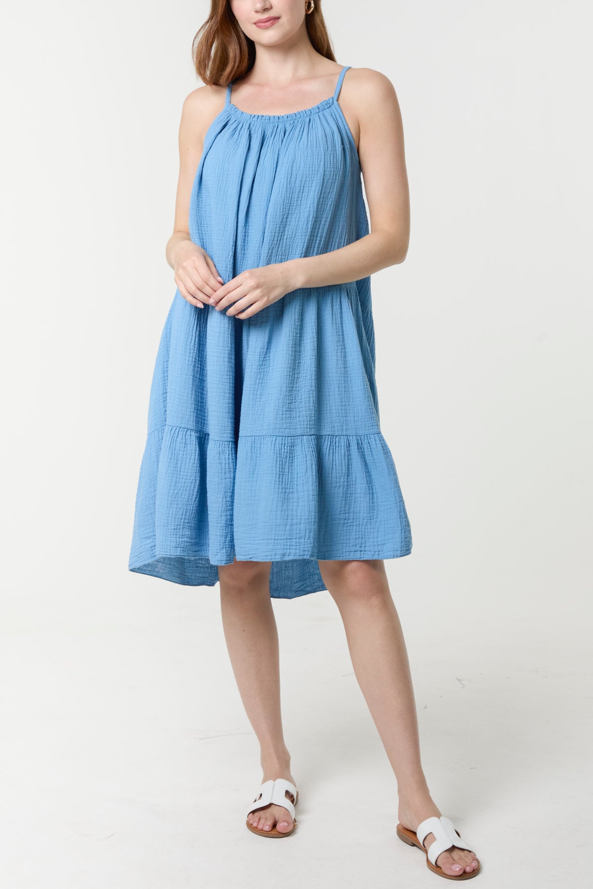 Cheesecloth Cami Tiered Mini Dress