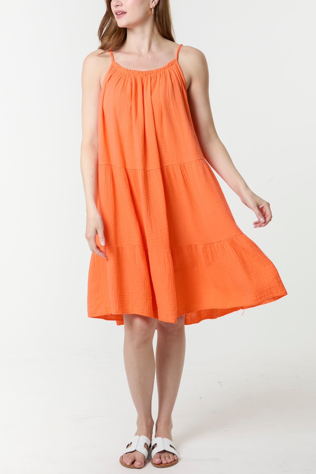 Cheesecloth Cami Tiered Mini Dress