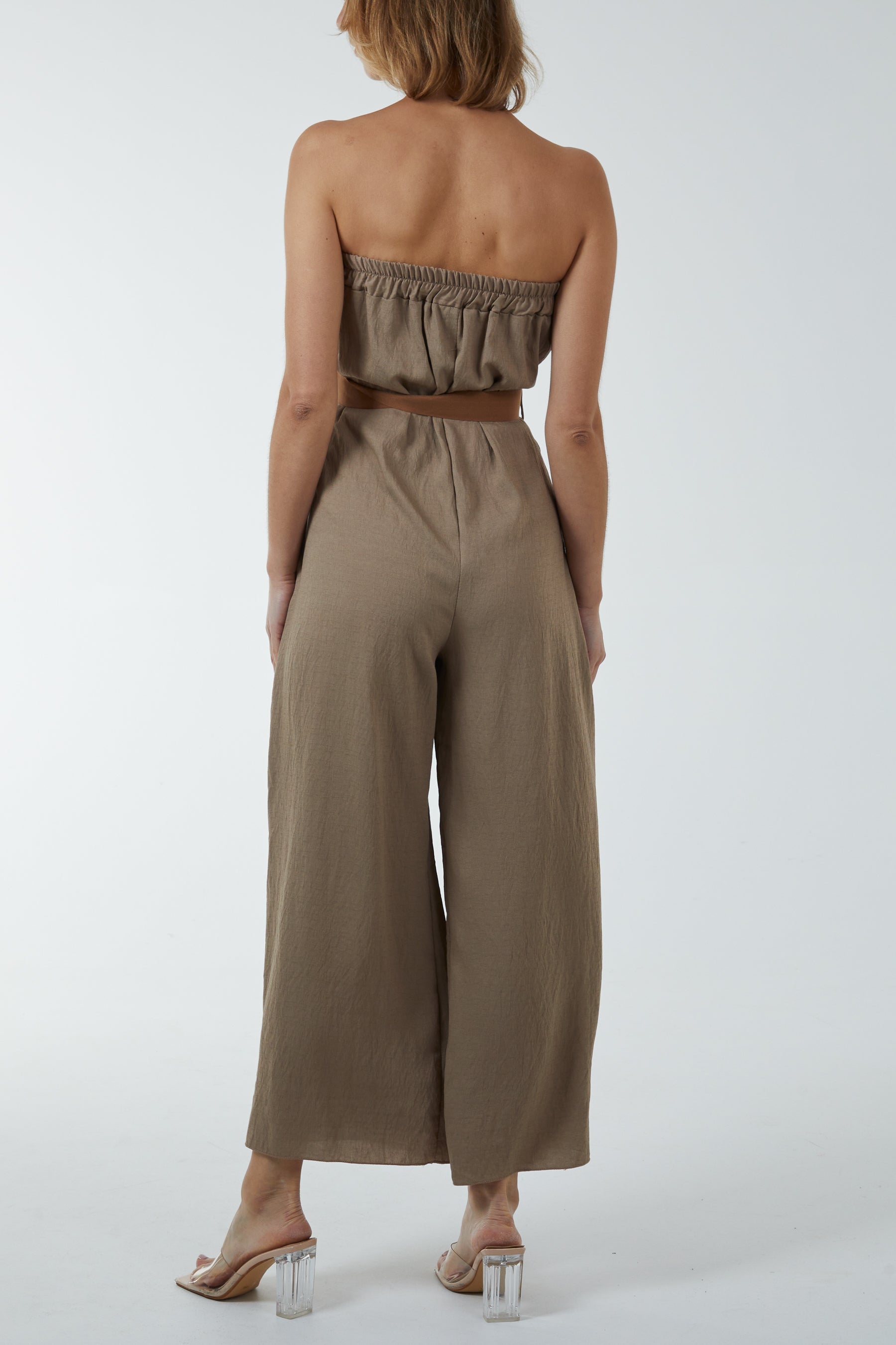 Strapless Bandeau Belted Jumpsuit