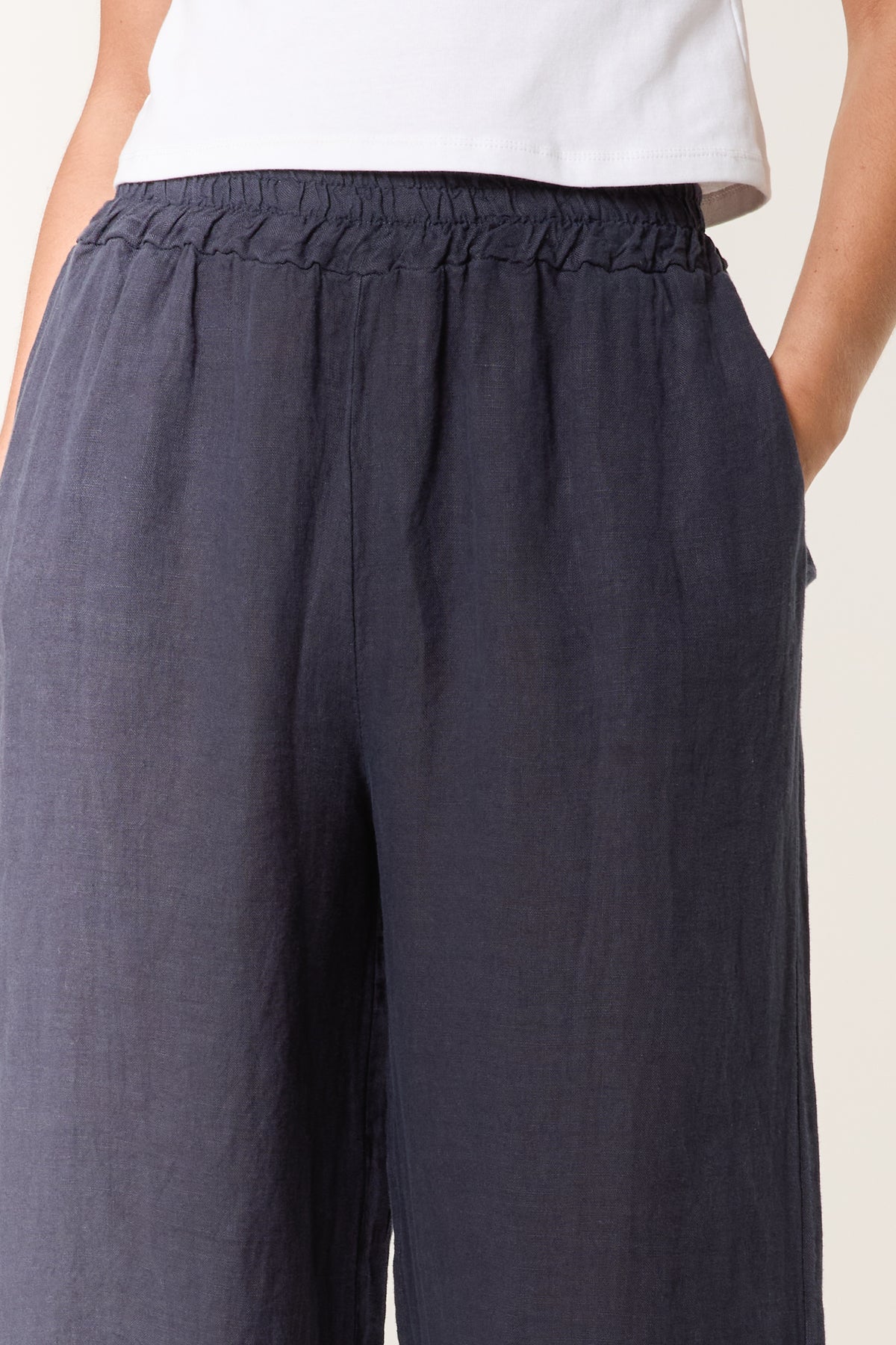 Elasticated Linen Wide Leg Trousers