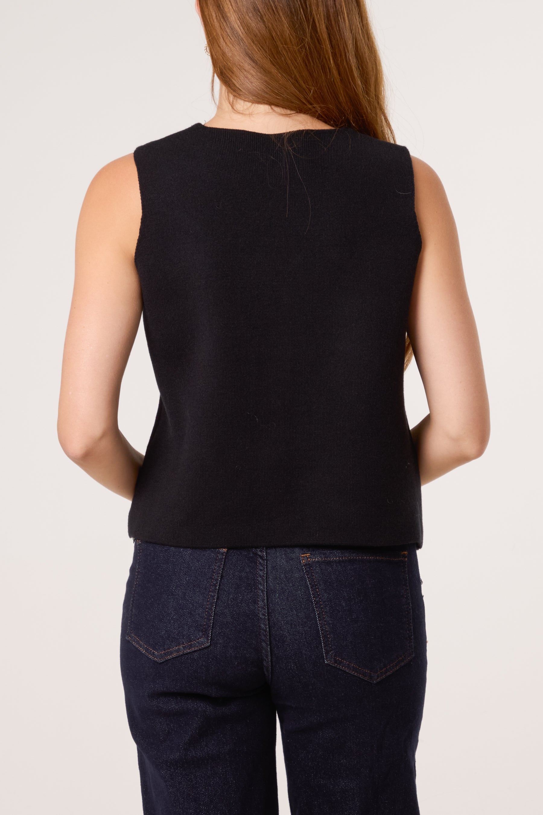 Gold Flower Button Knitted Waistcoat