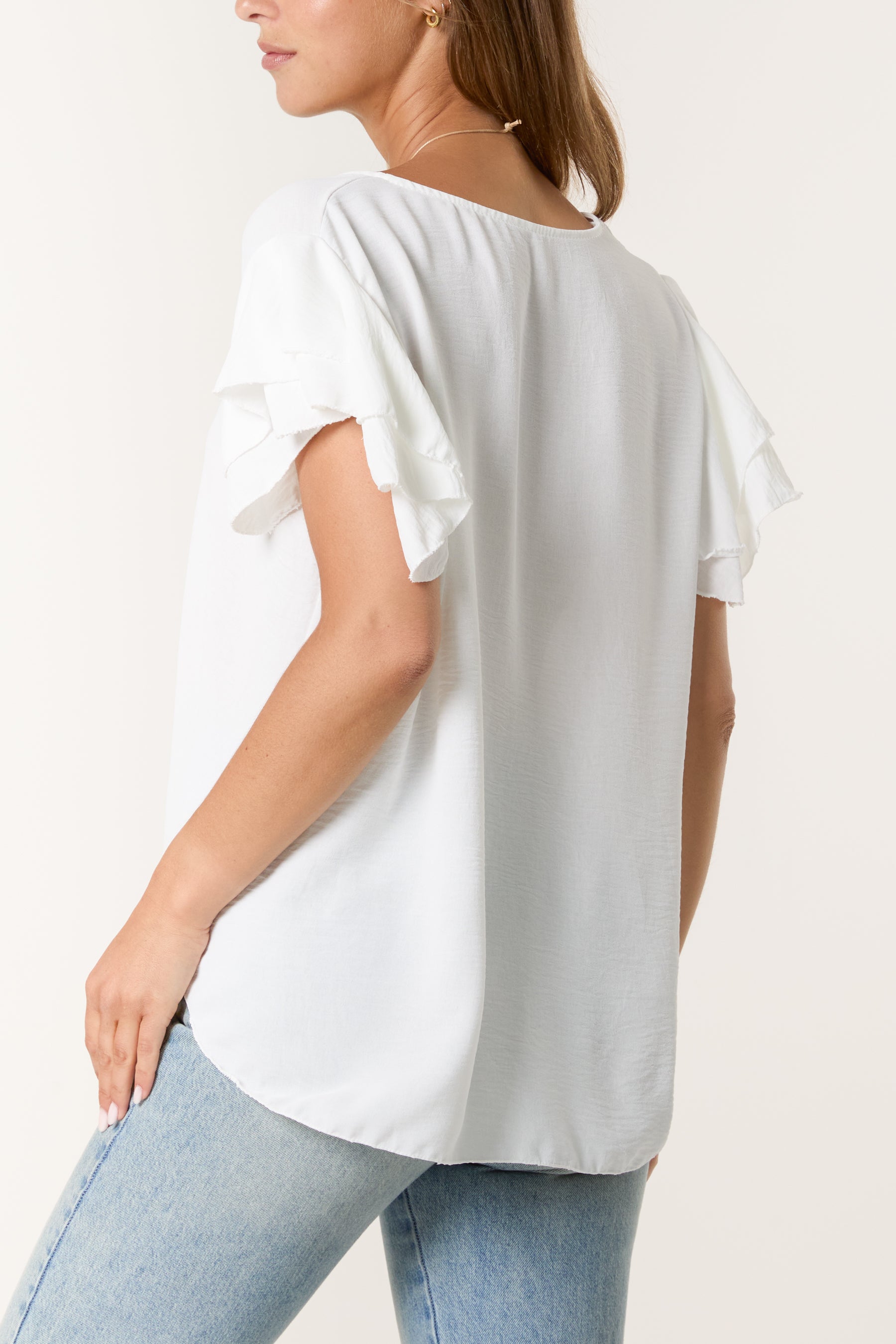 Flutter Sleeve Necklace Top