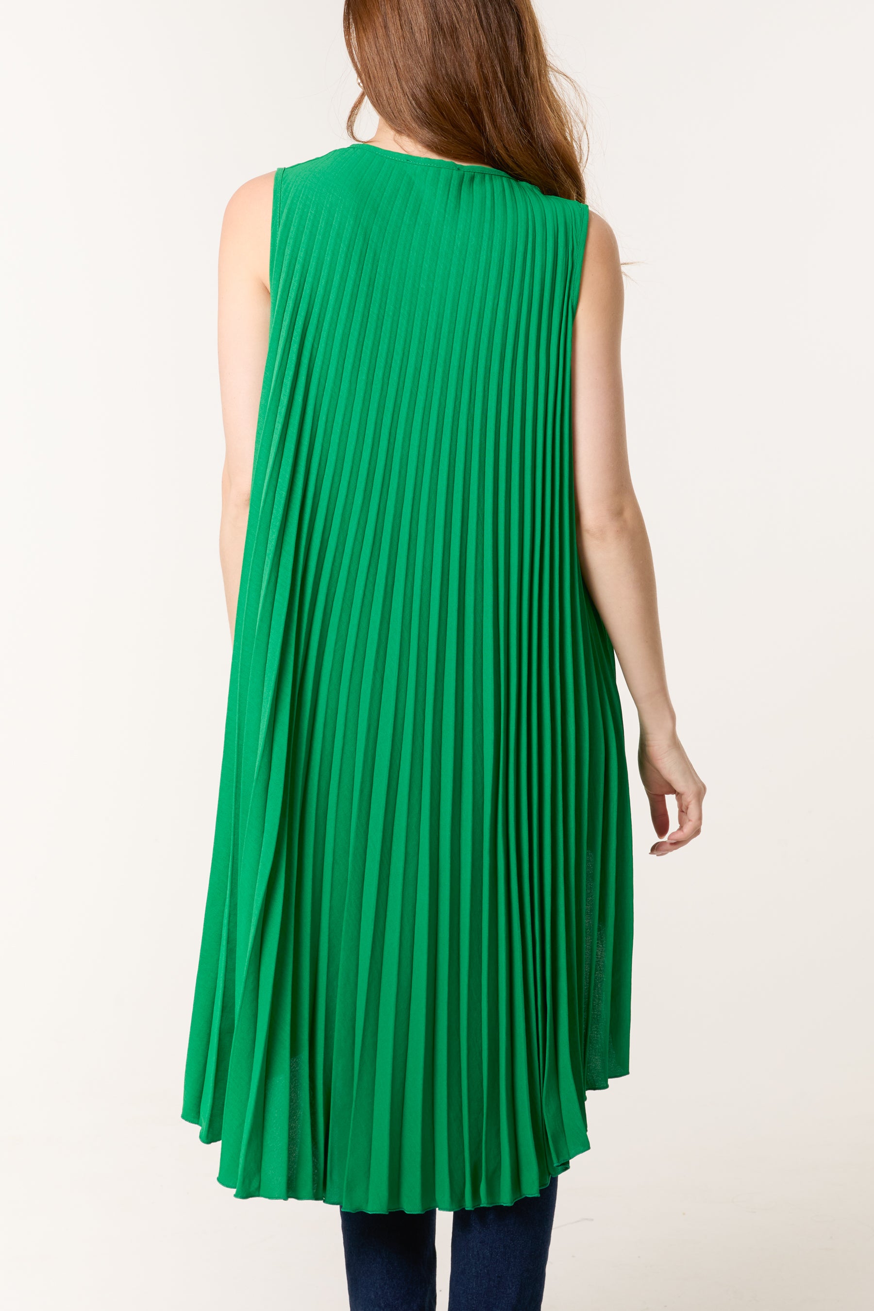 Sleeveless High Low Plisse Top