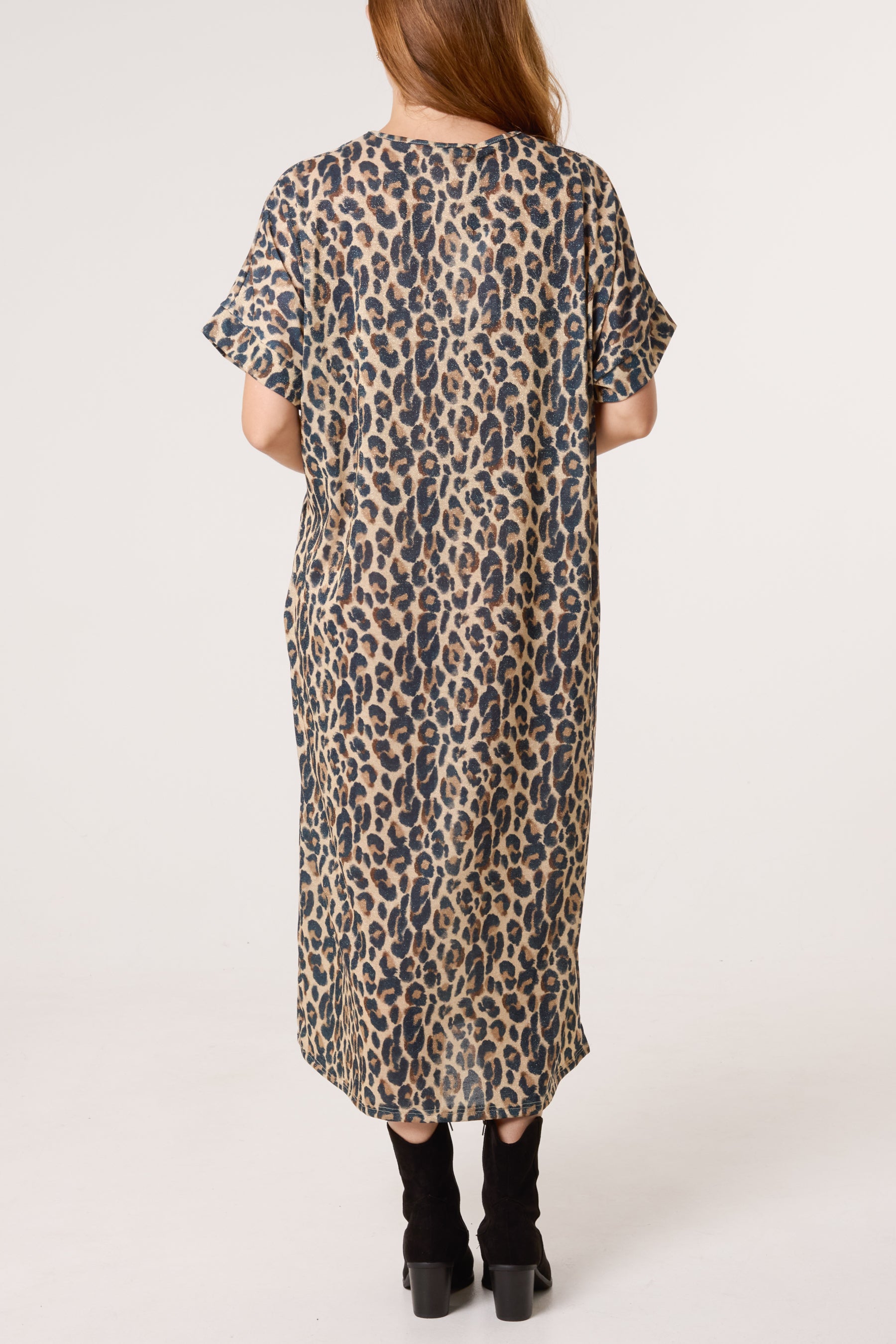 Shimmer Animal Print Midi Dress