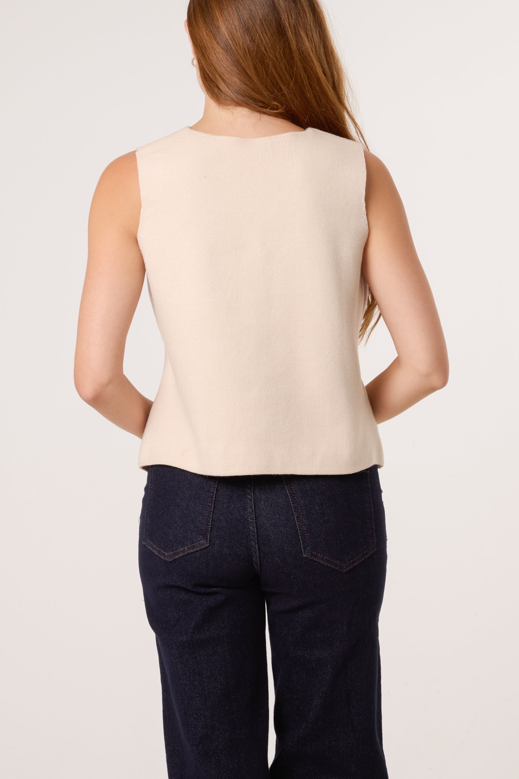 Gold Flower Button Knitted Waistcoat