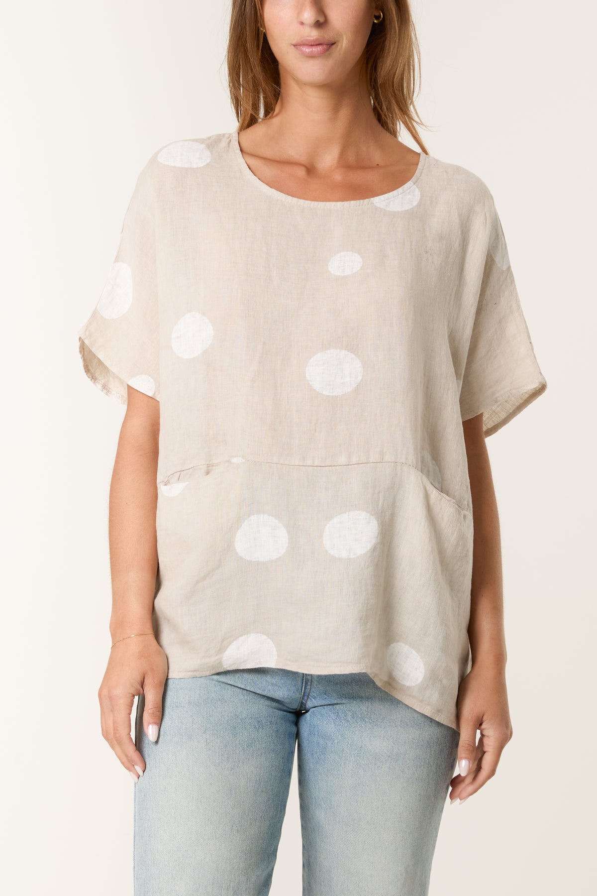 Polka Dot Linen Relaxed Top