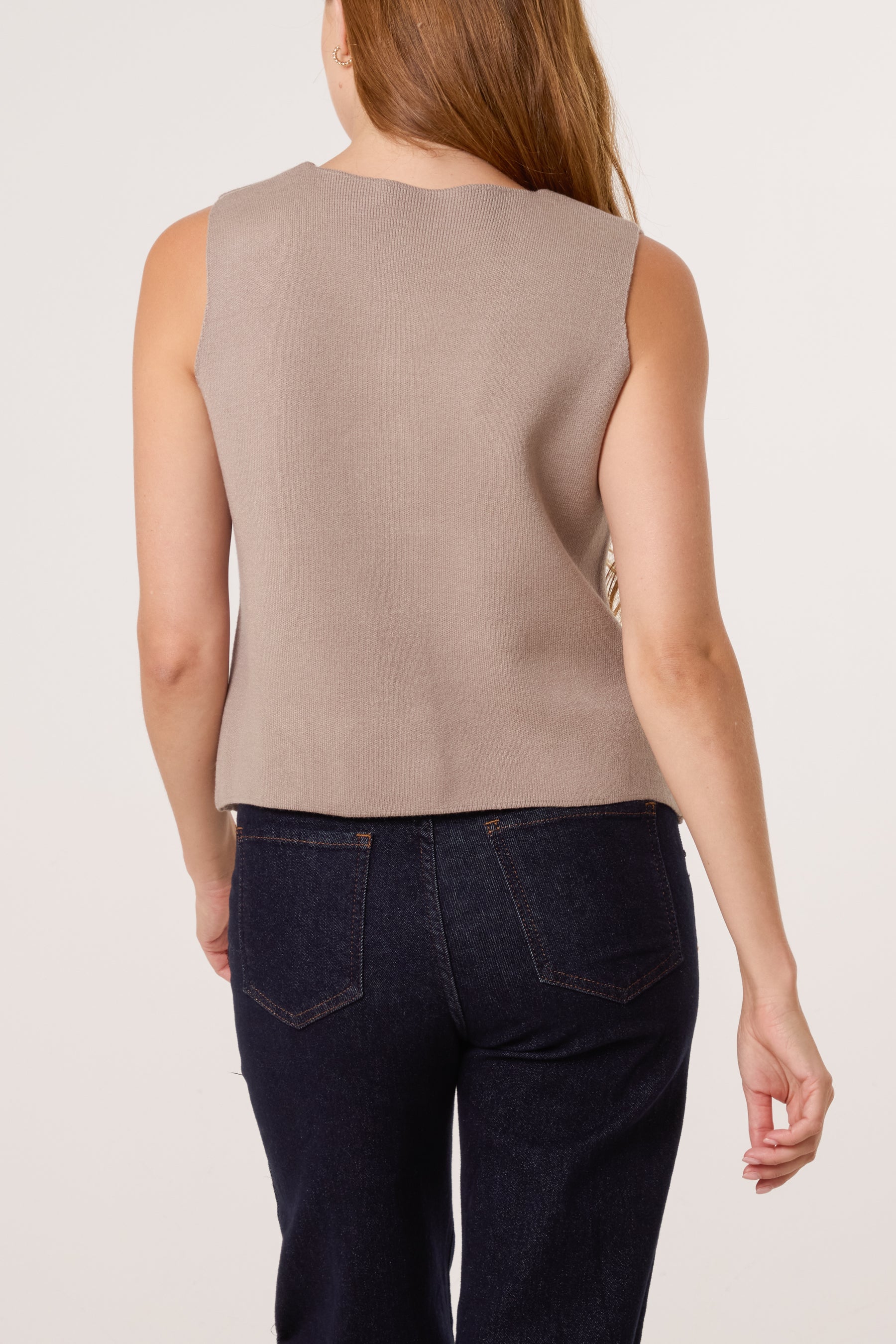 Gold Flower Button Knitted Waistcoat