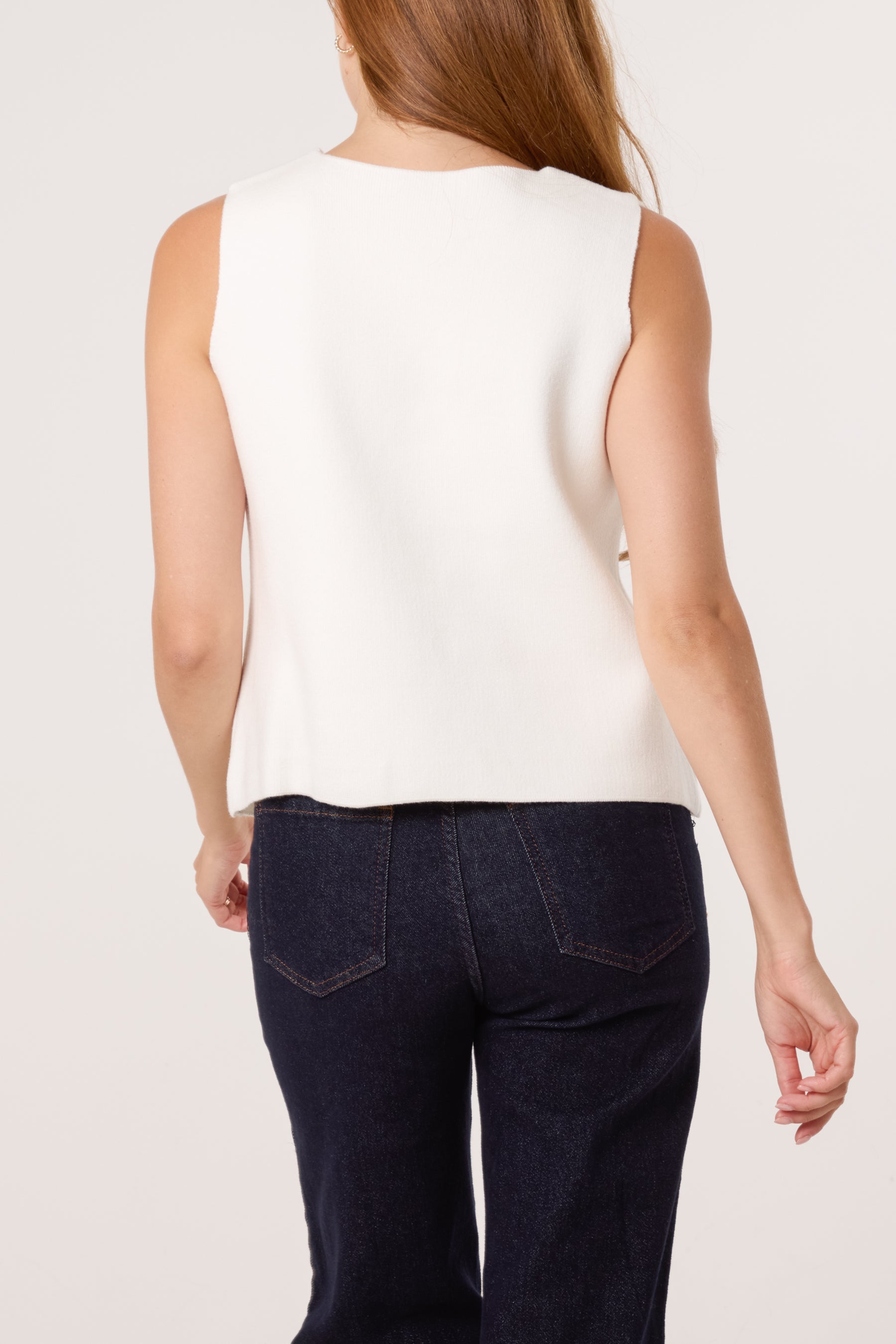 Gold Flower Button Knitted Waistcoat