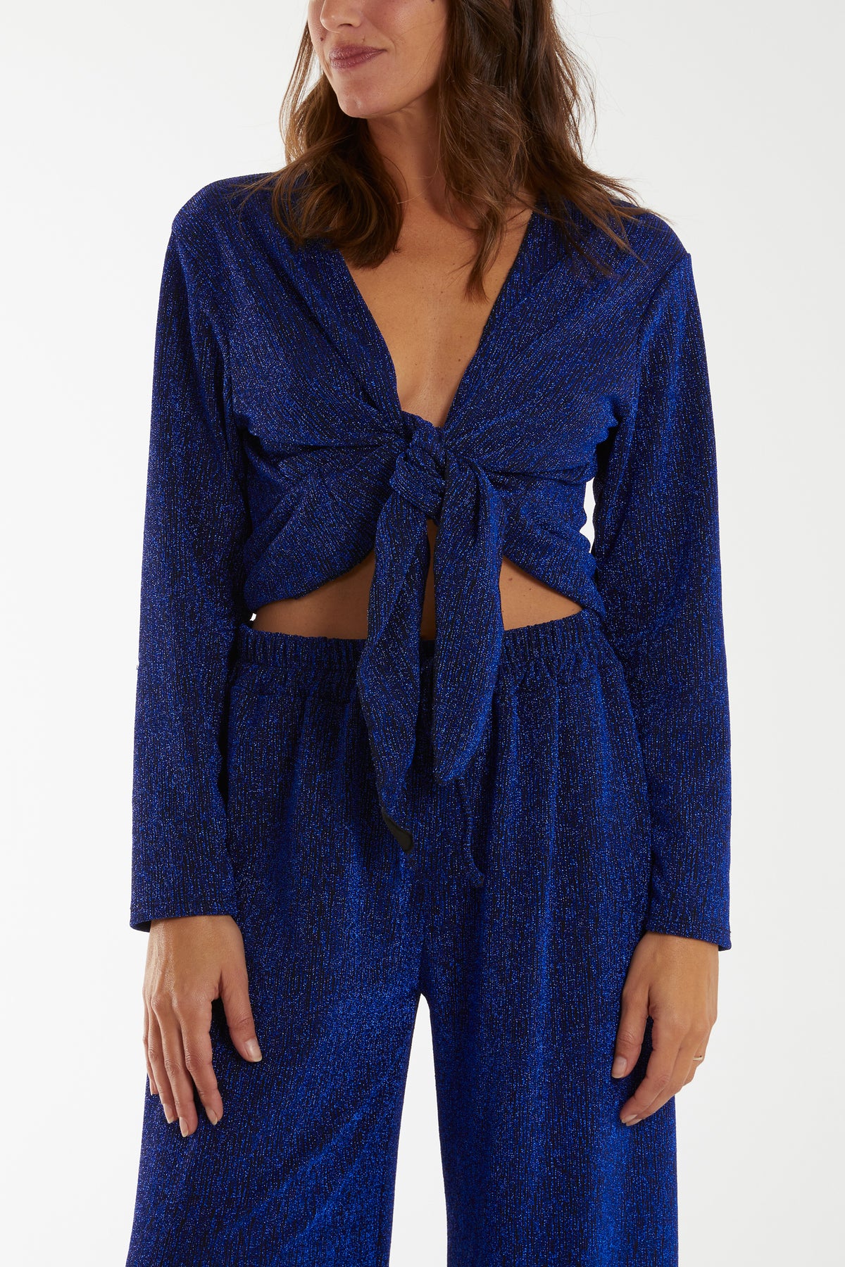 Shimmer Front Knot Crop Top