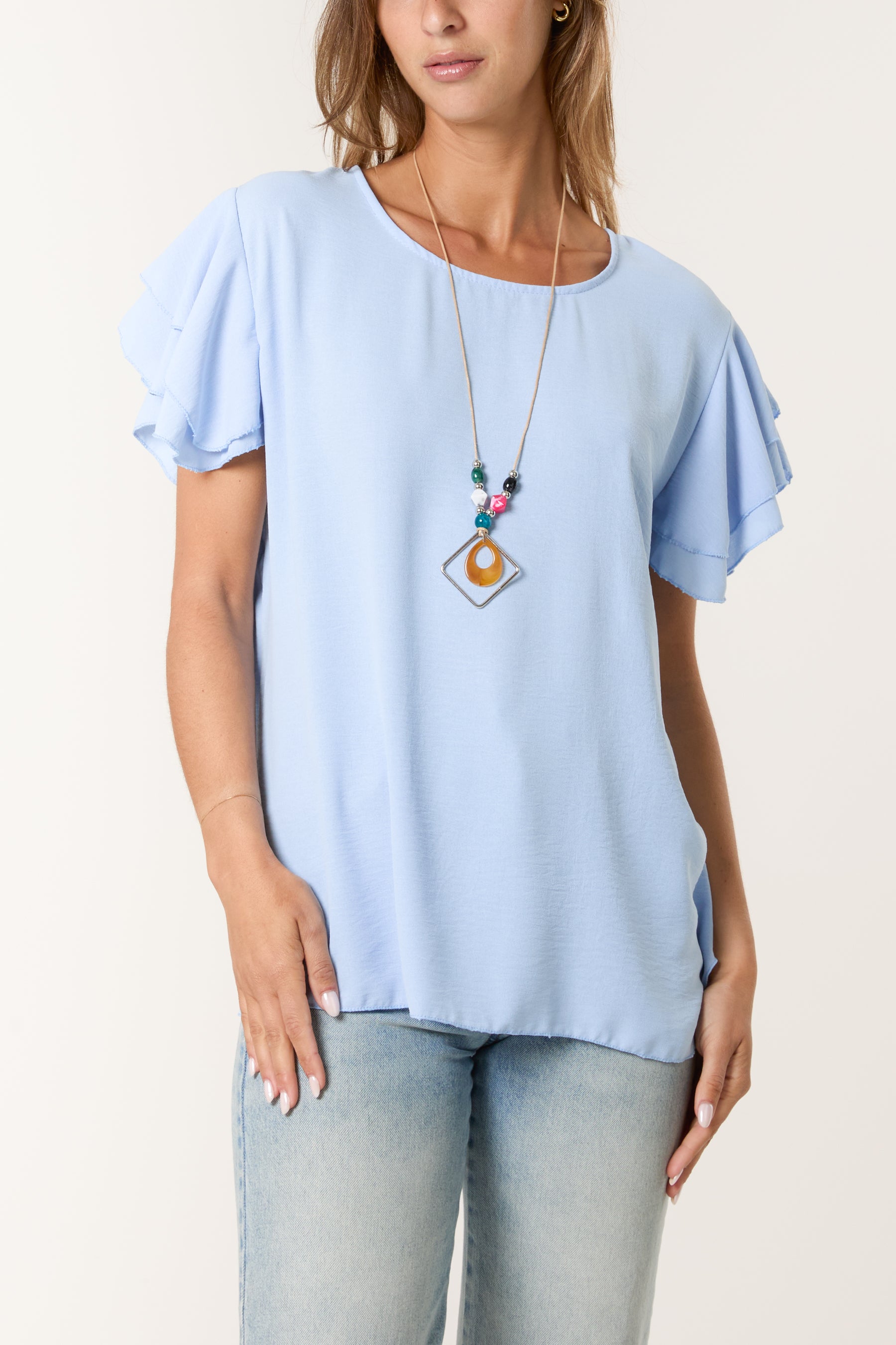 Flutter Sleeve Necklace Top