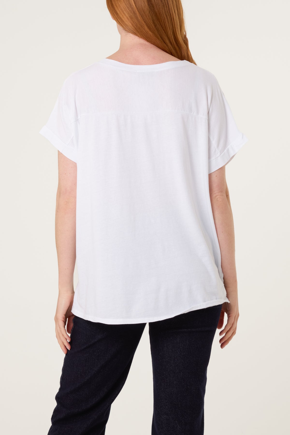 Contrast Edge Asymmetric T-Shirt