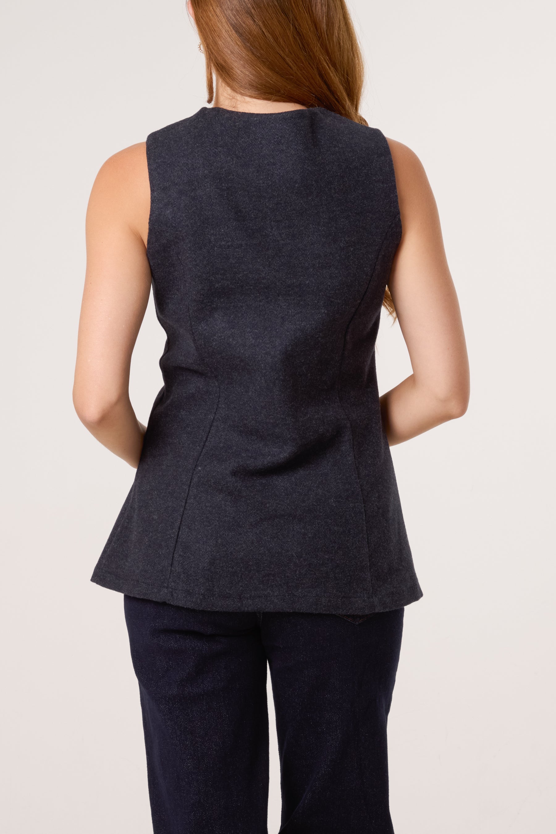 Gold Button Wool-Like Waistcoat