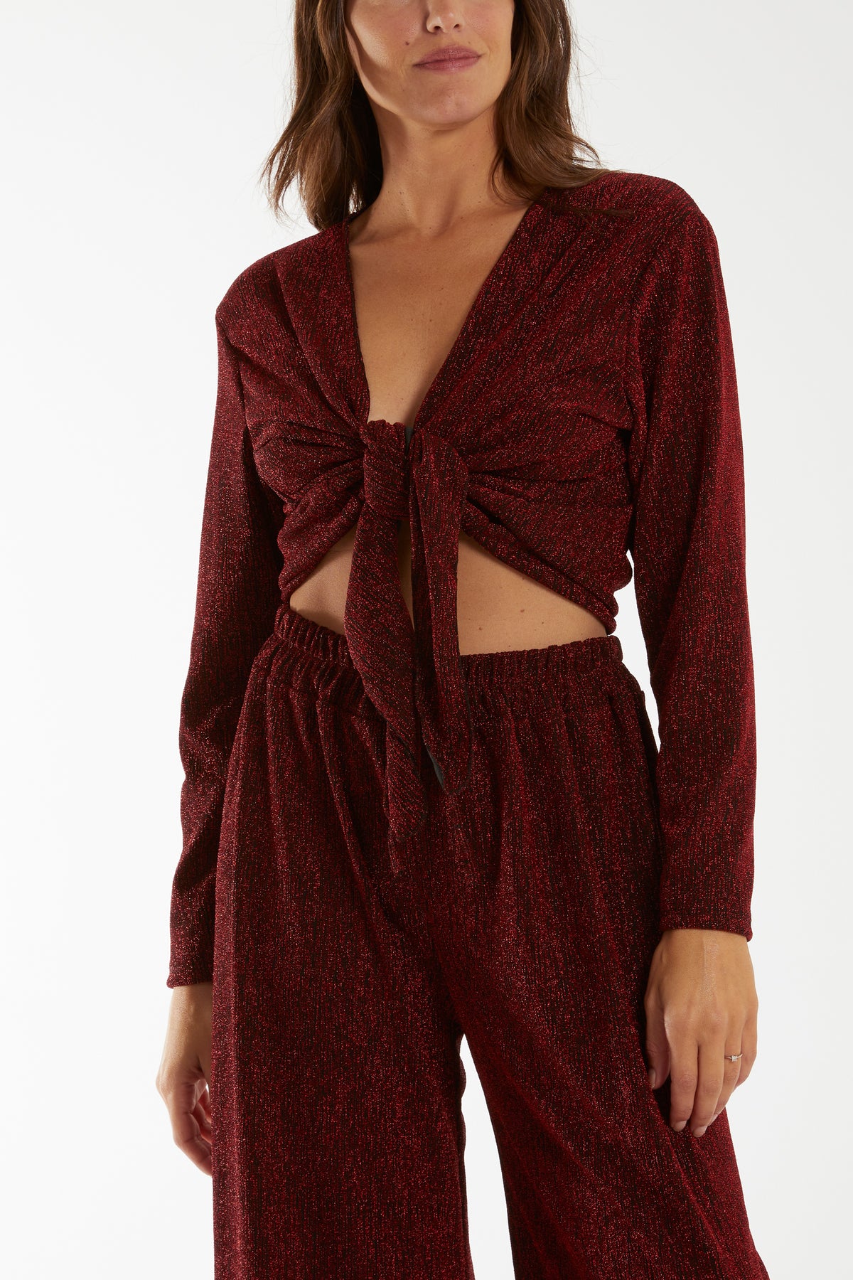 Shimmer Front Knot Crop Top