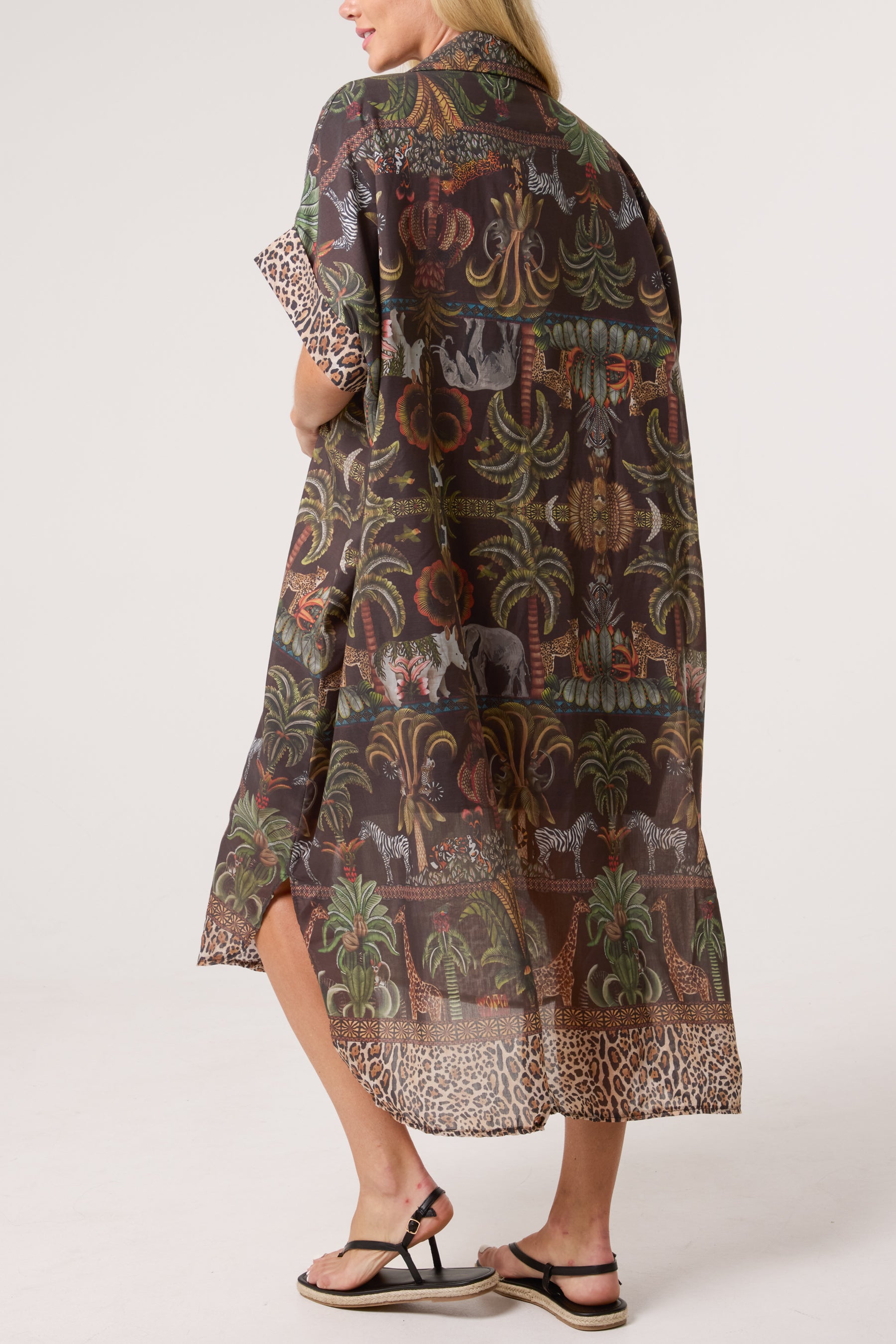 Jungle Collar Shirt Midi Dress