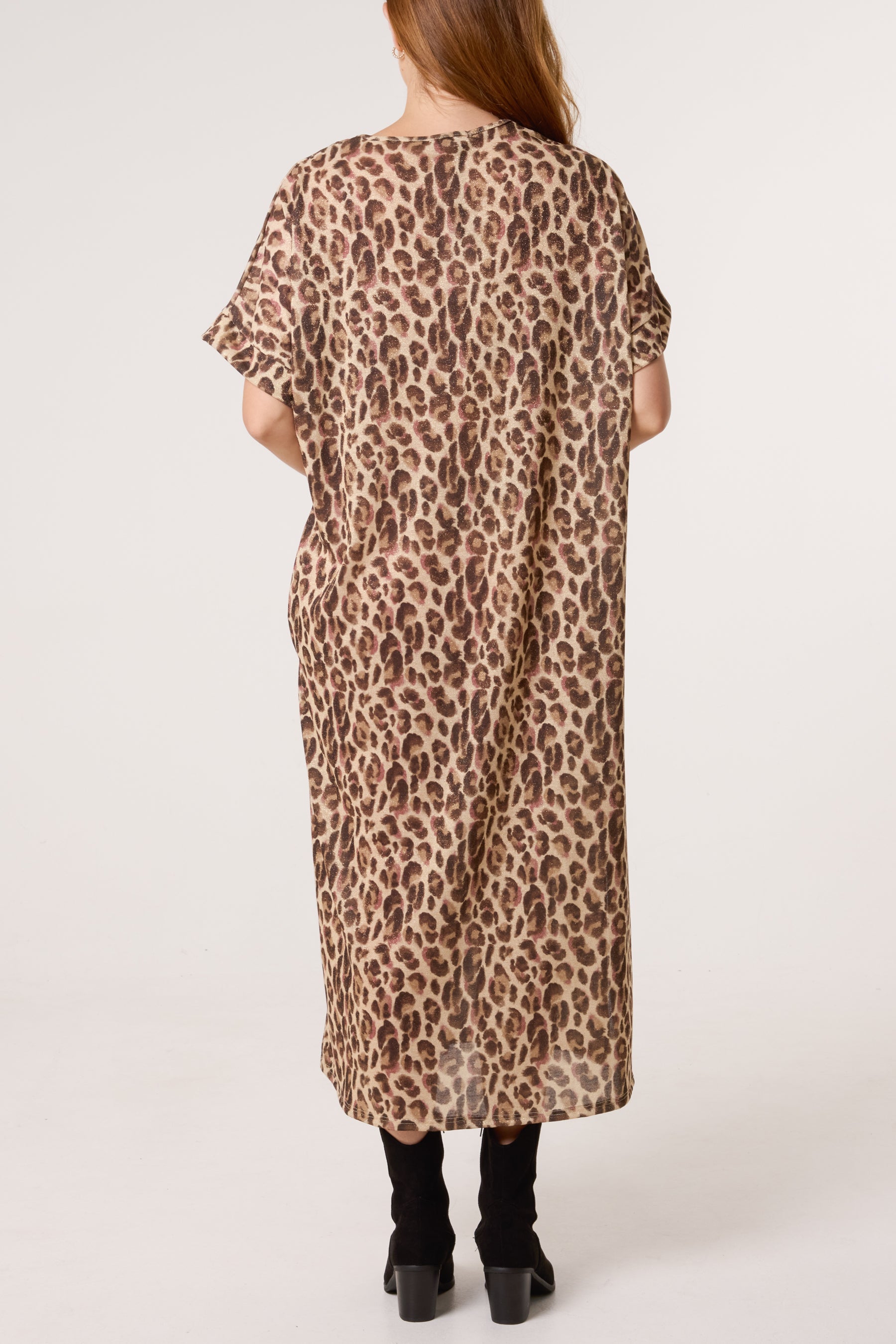 Shimmer Animal Print Midi Dress