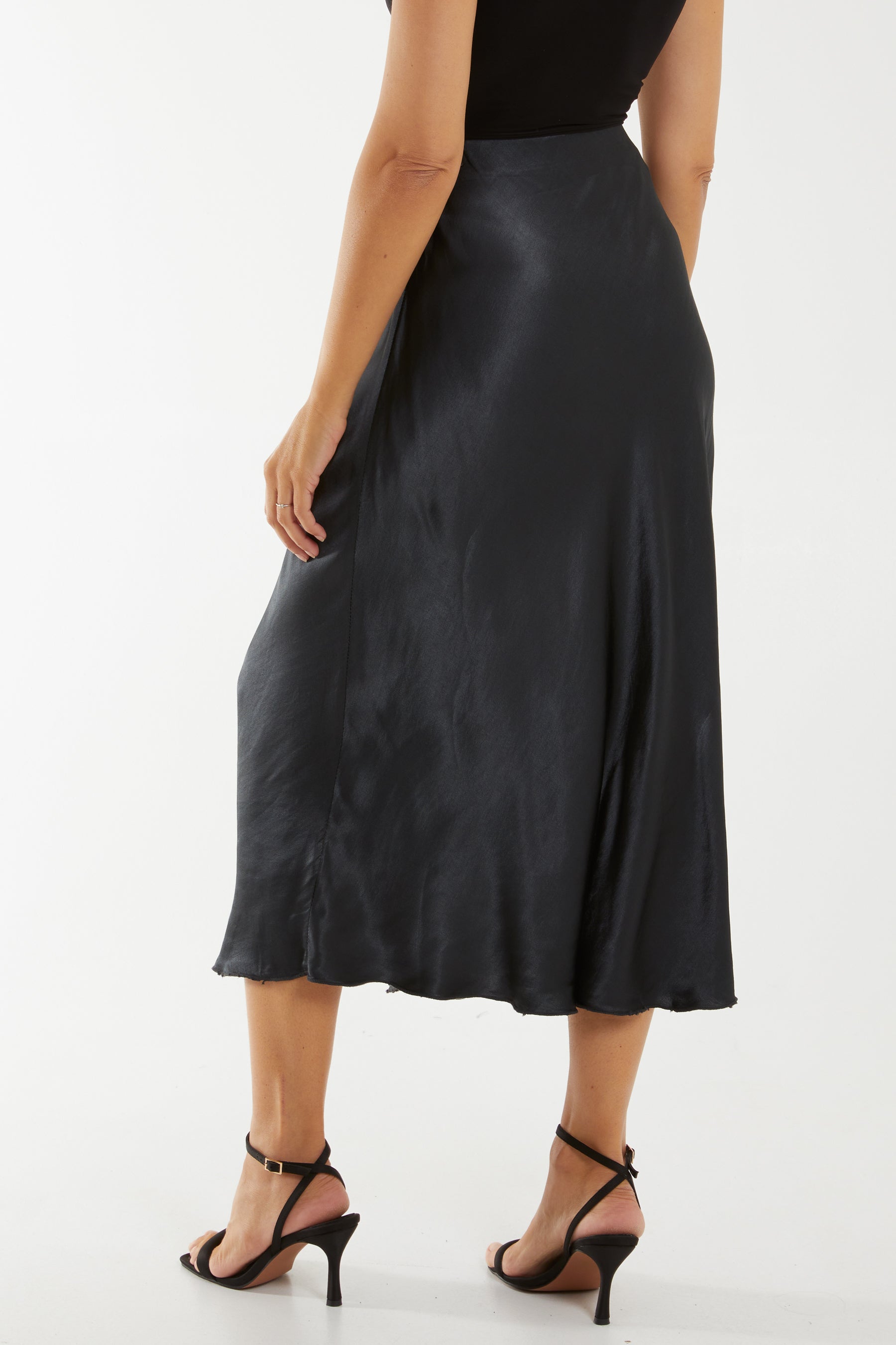 Waistband Satin Midi Skirt