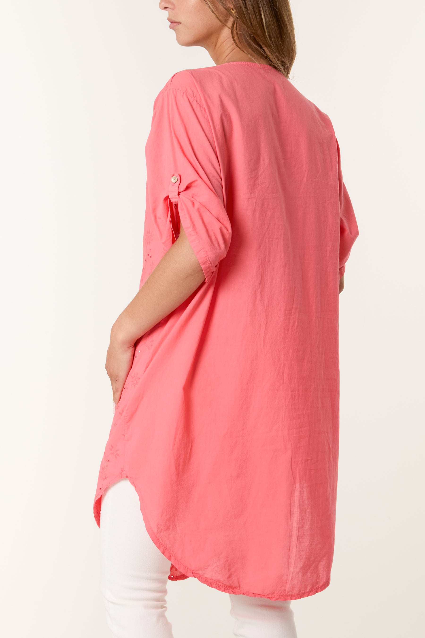 Broderie Anglaise Gold Button Blouse