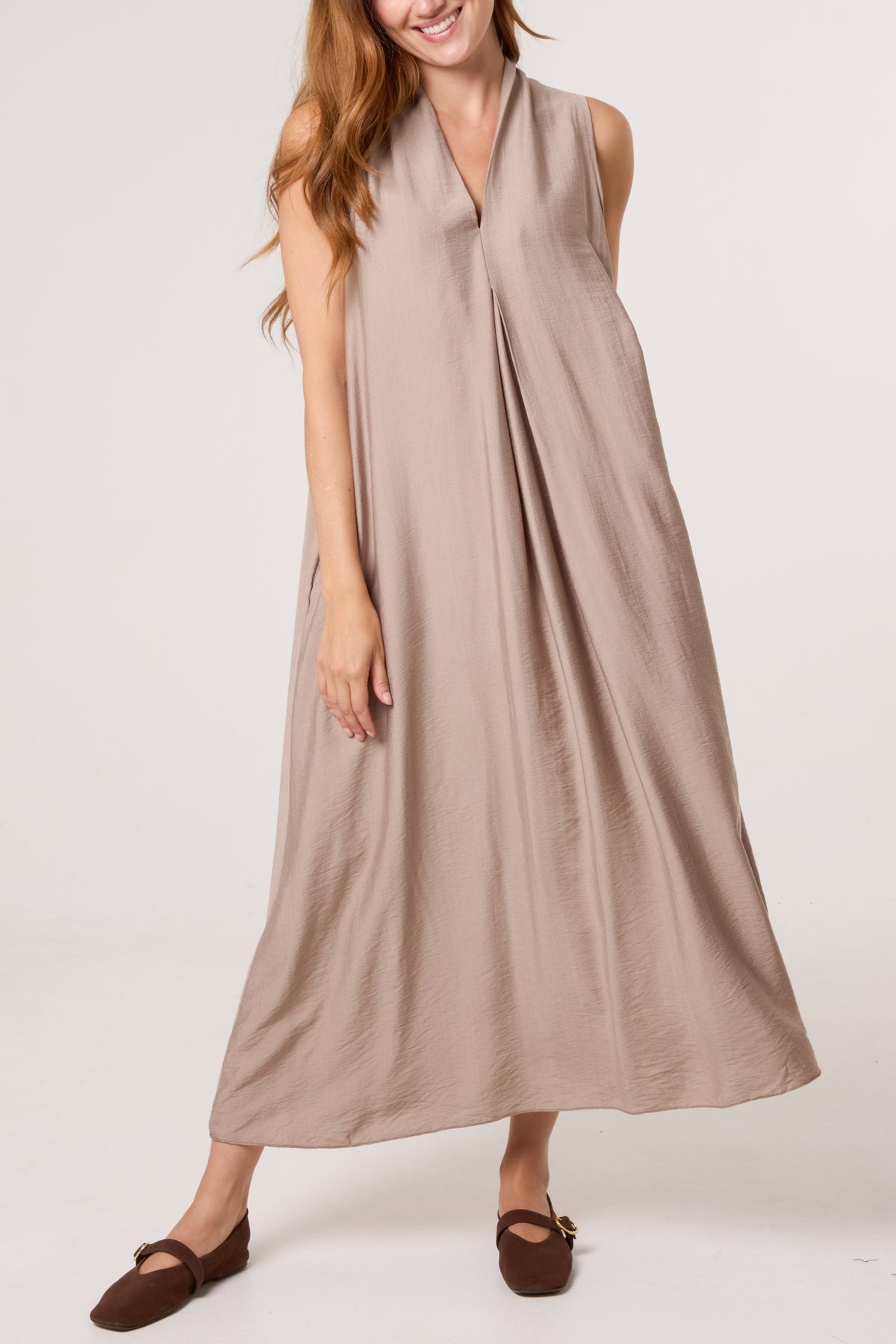 Sleeveless V-Neck Maxi Dress