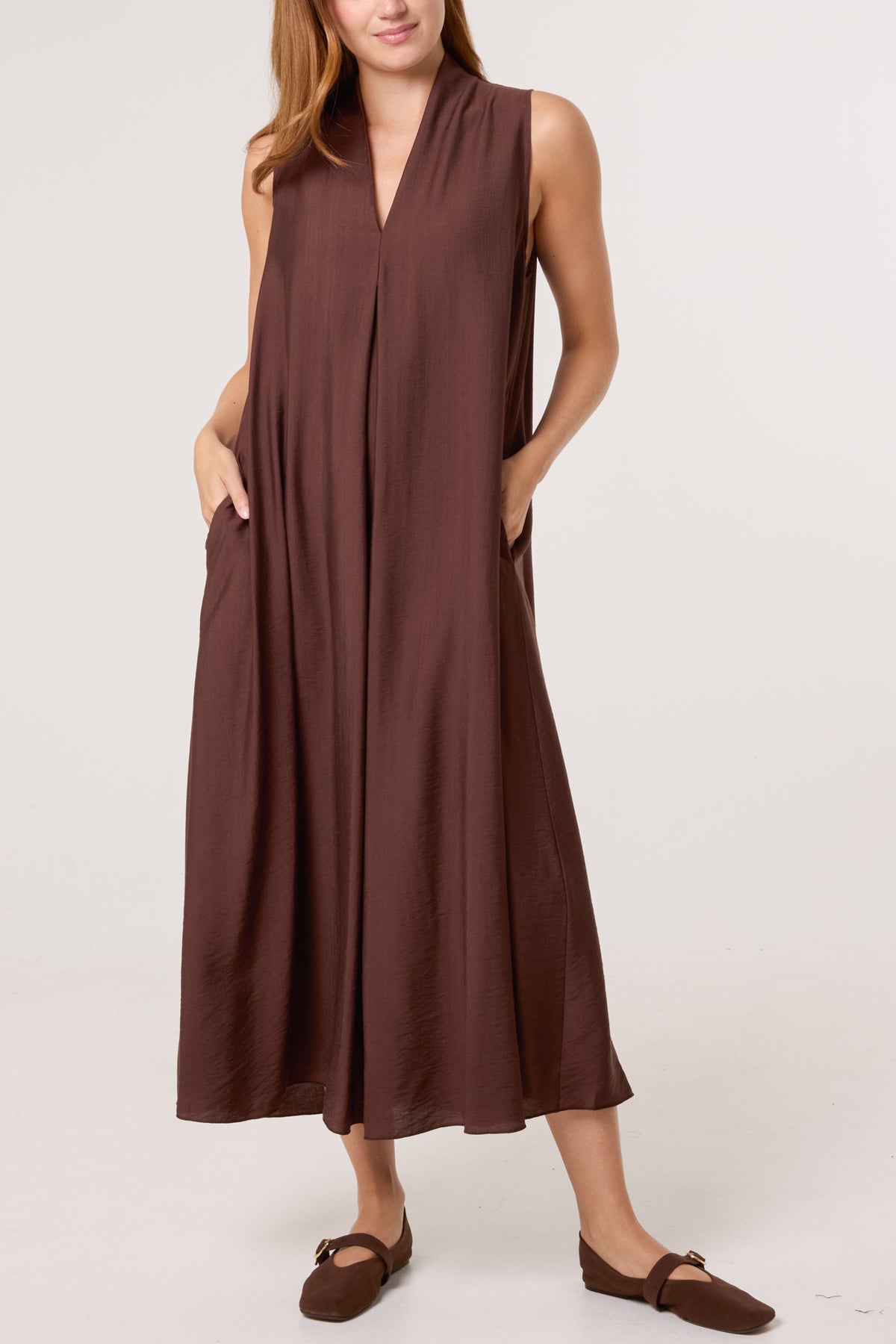 Sleeveless V-Neck Maxi Dress