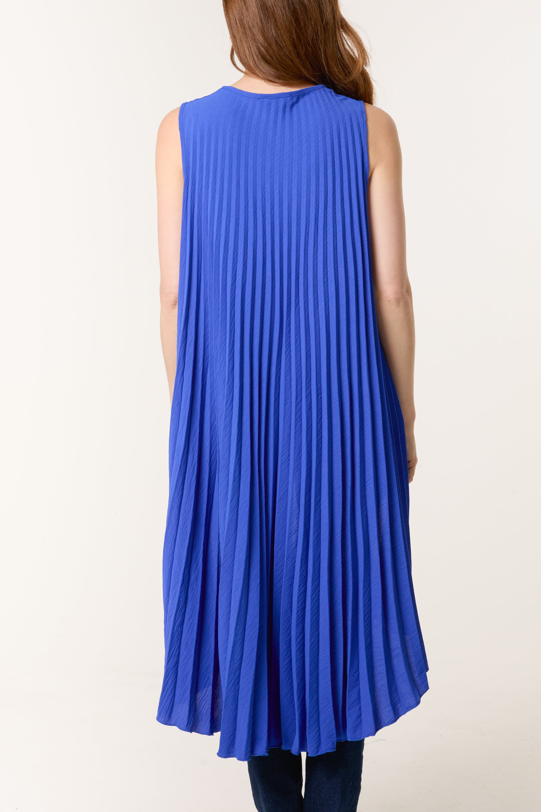 Sleeveless High Low Plisse Top